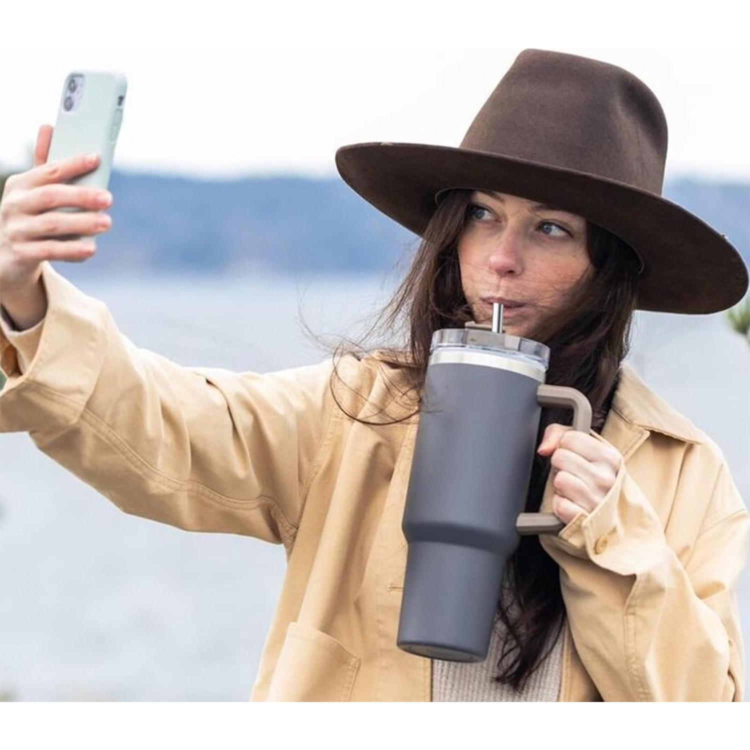 Popotes de Metal AIERSA 12" Reutilizables para Vaso Stanley 40oz