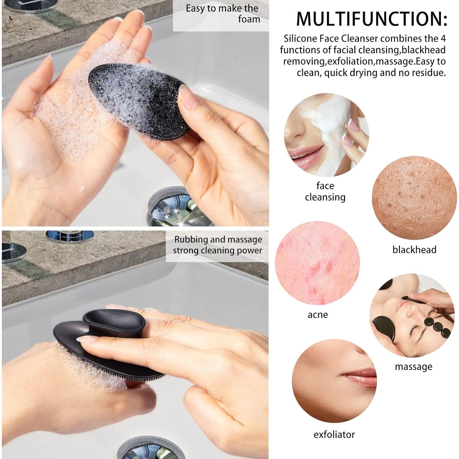 Paquete de 4 cepillos de silicona Beomeen para limpieza facial