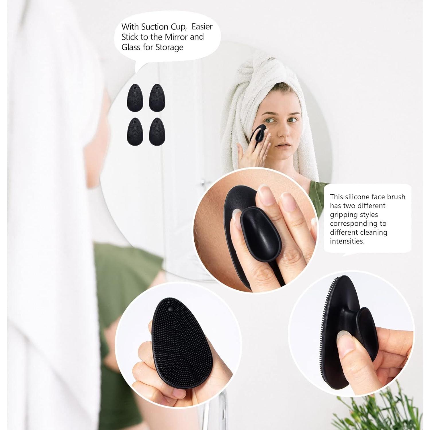 Paquete de 4 cepillos de silicona Beomeen para limpieza facial