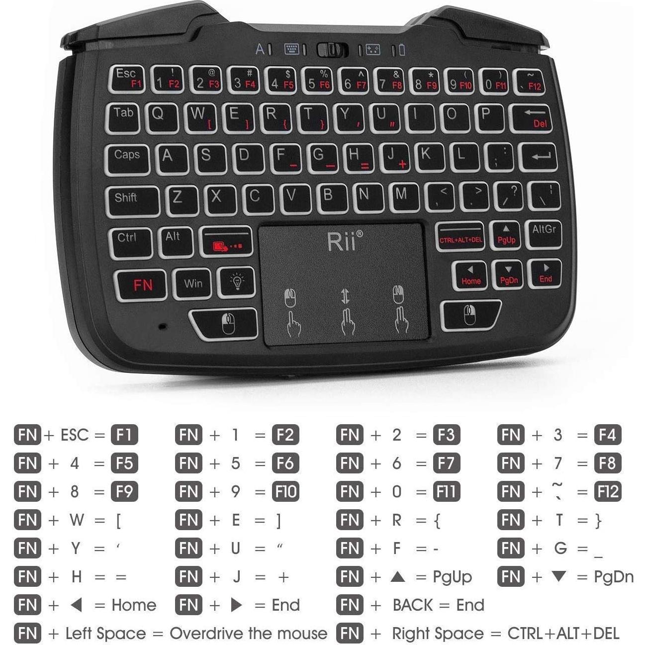 Controlador Rii RK707 3 en 1 Teclado y Ratón Inalámbrico