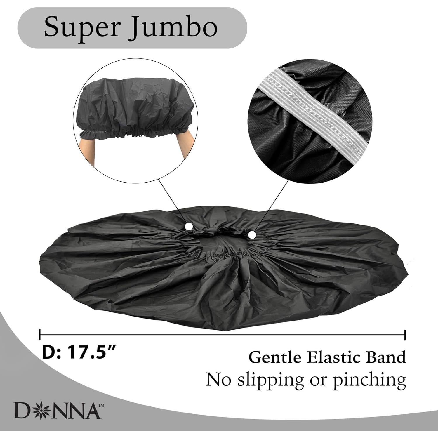 Gorro de Ducha Super Jumbo Donna Impermeable Negro Reutilizable