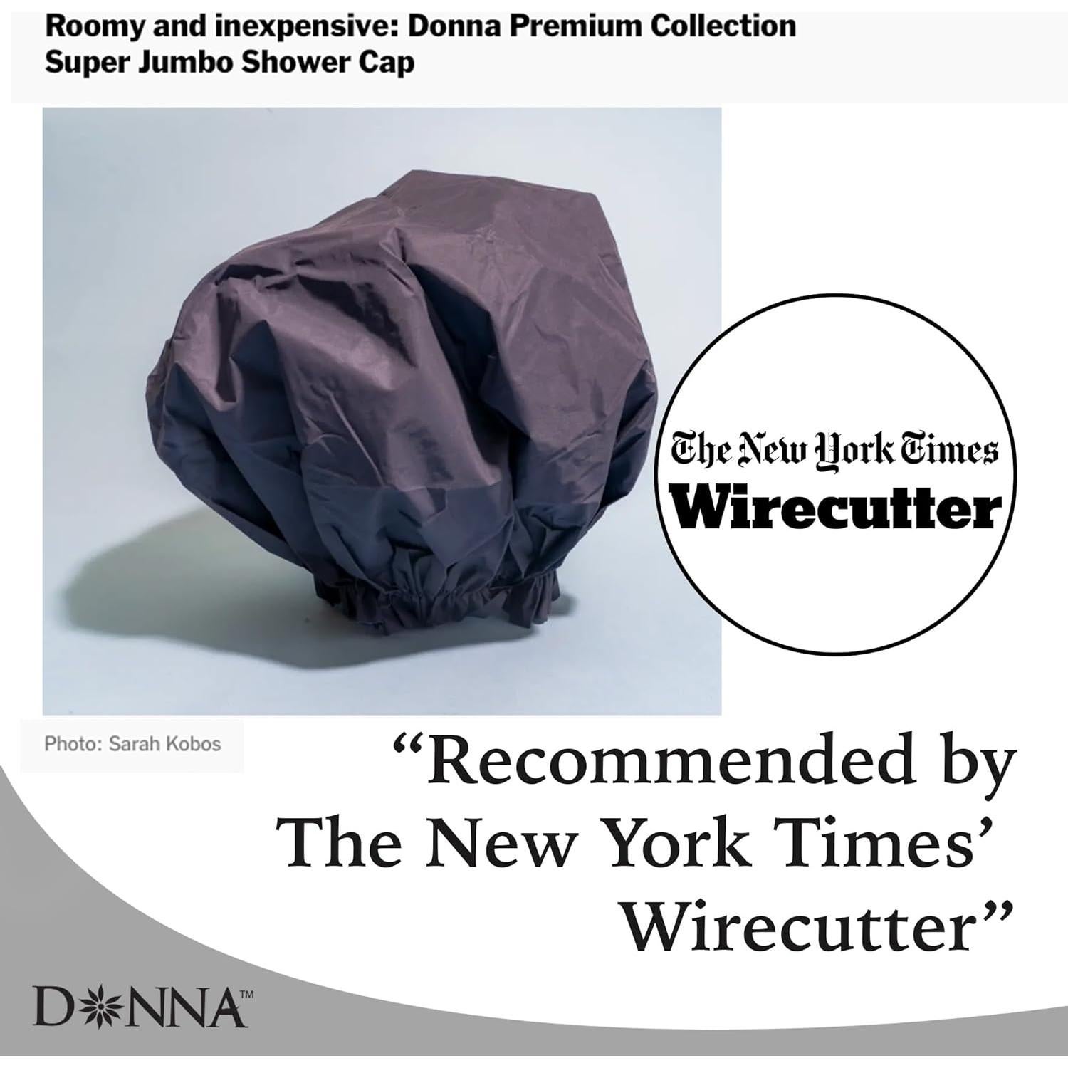 Gorro de Ducha Super Jumbo Donna Impermeable Negro Reutilizable