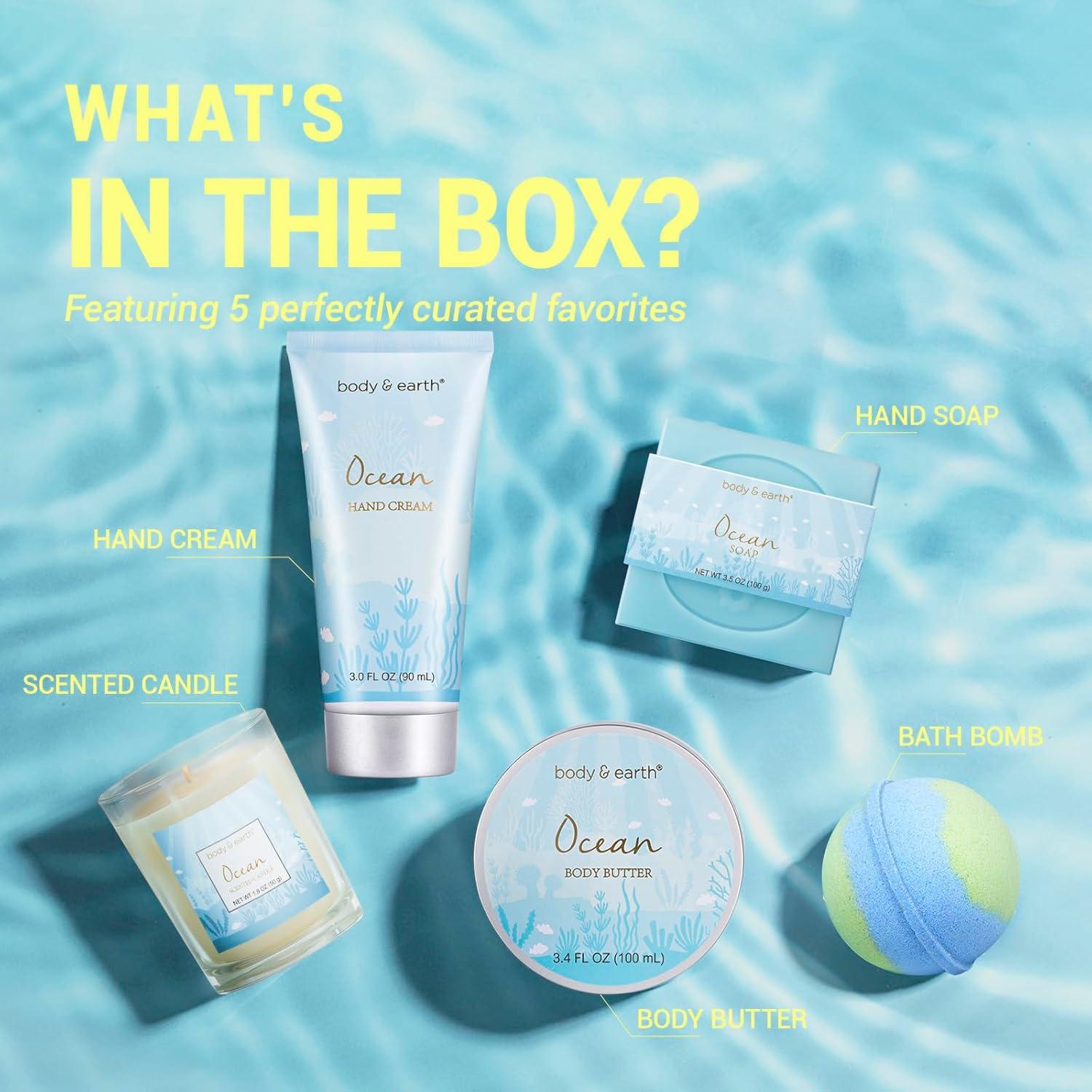 Set de Regalo de Spa para Mujeres Body & Earth 5 Piezas Aroma Océano