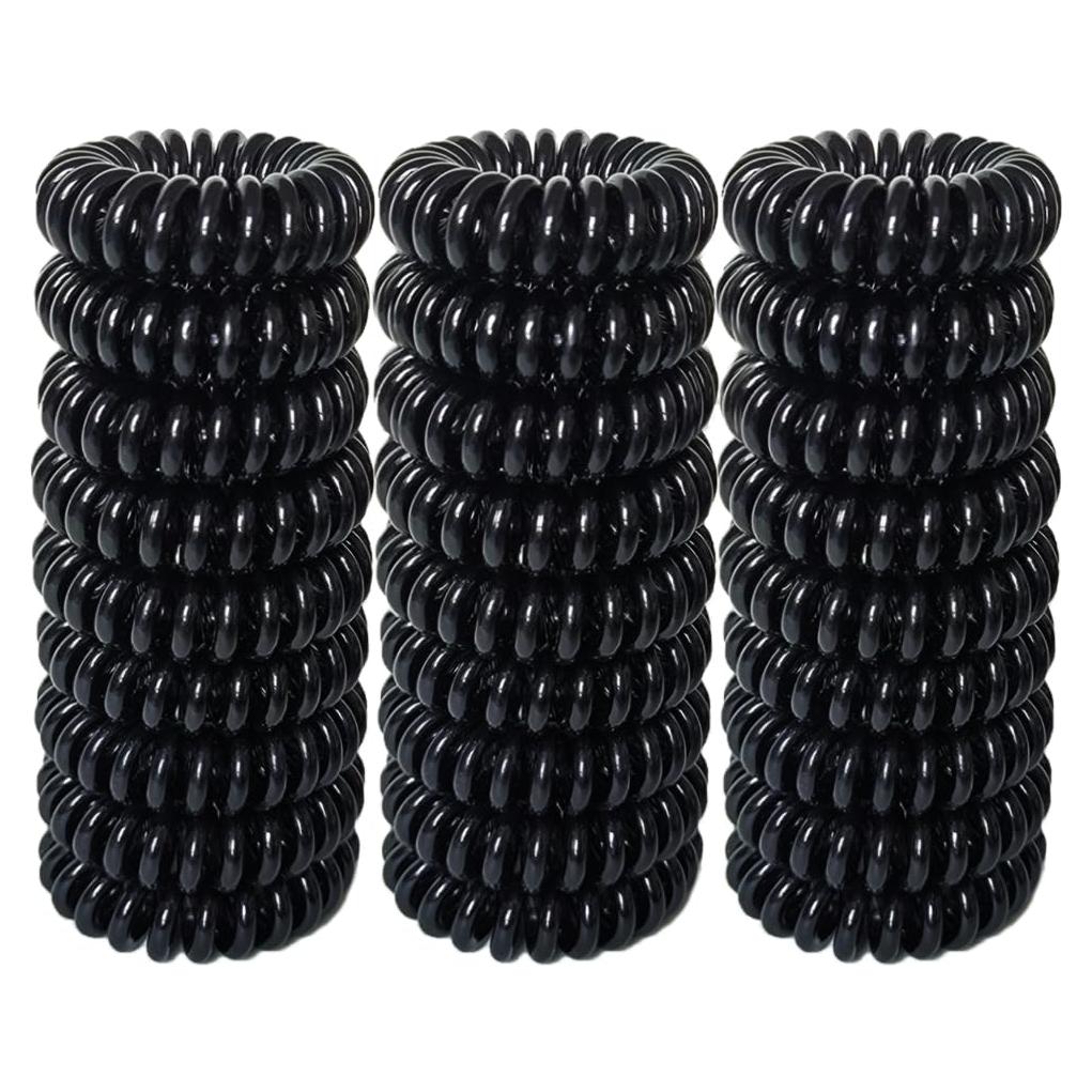 27 Coletas Espirales Elásticas Reazana 4cm Negro para Cabello
