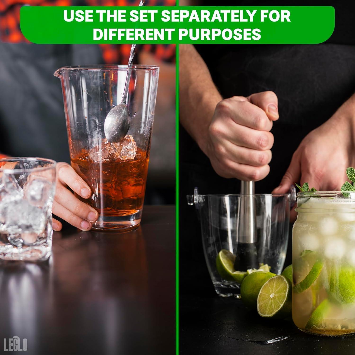 Set de Cócteles LEGLO 3 Piezas - Exprimidor, Cuchara y Muddler