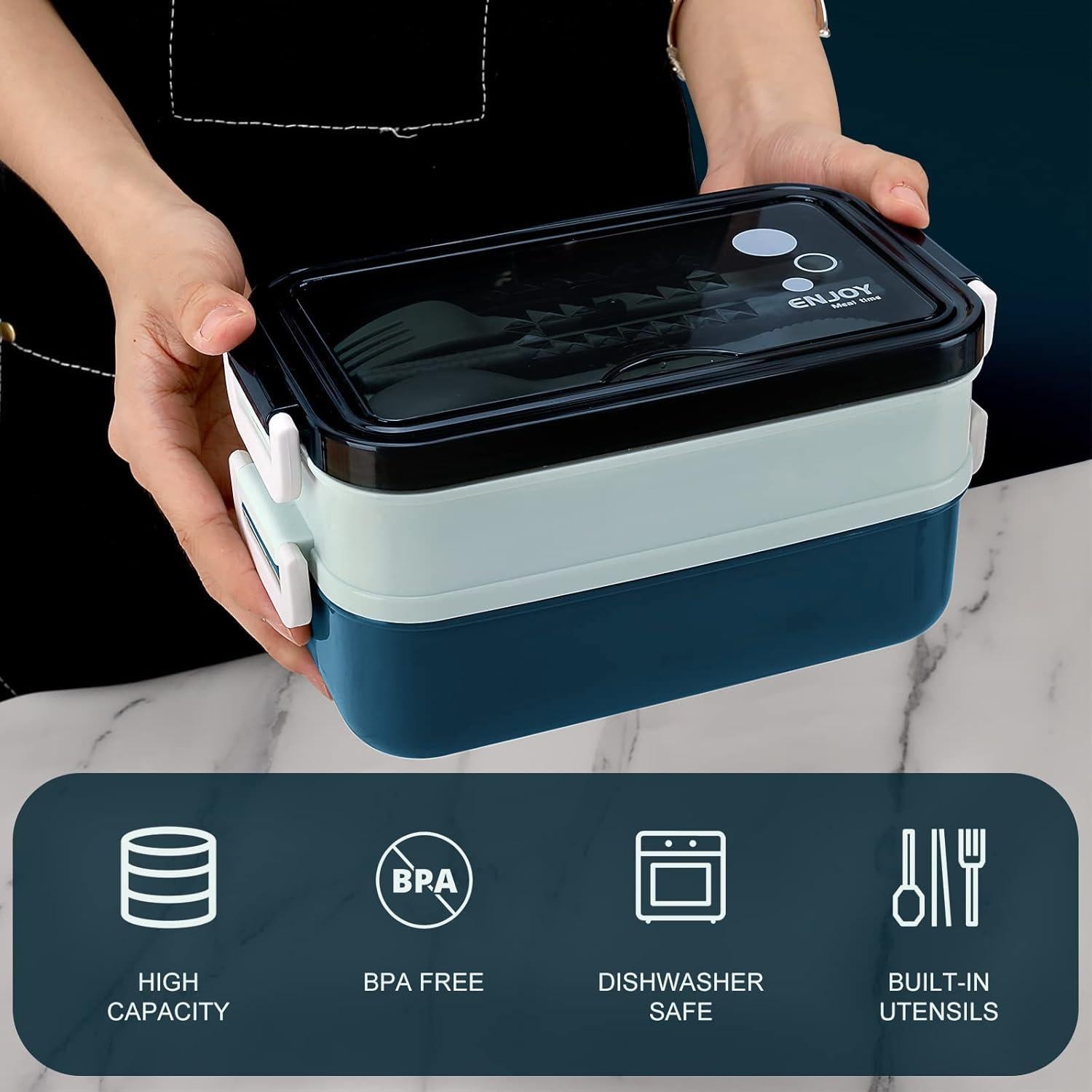 Caja de Almuerzo Bento Doble Capa SAVTON 1200ml Azul