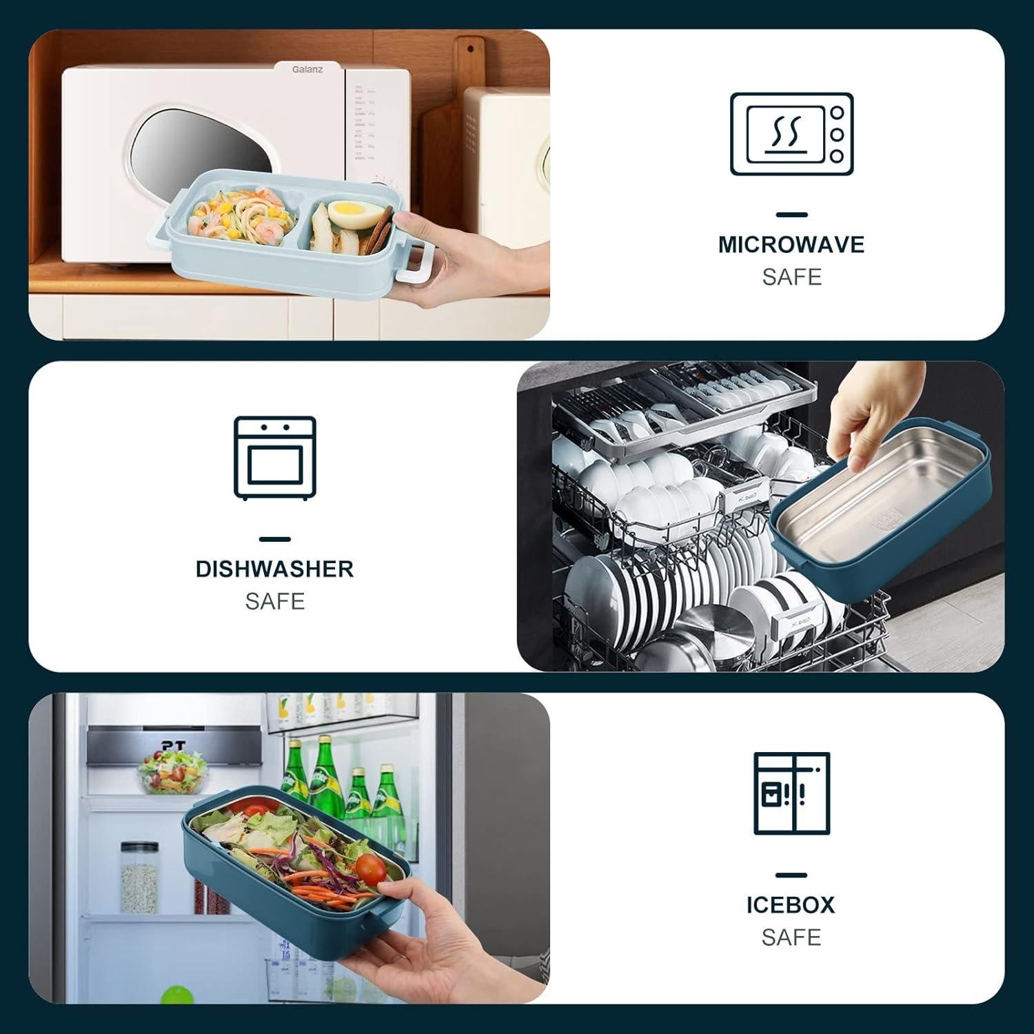 Caja de Almuerzo Bento Doble Capa SAVTON 1200ml Azul