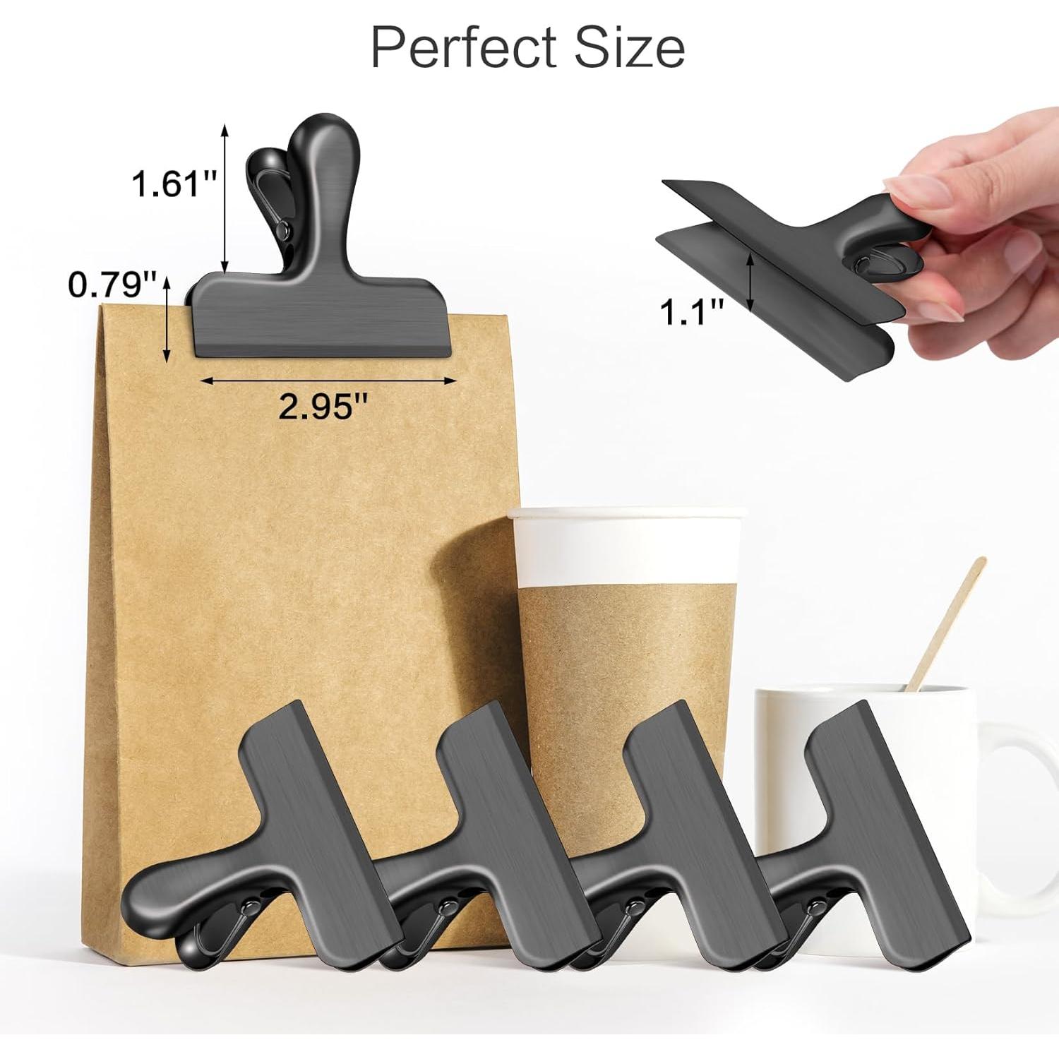 Paquete de 12 Clips de Acero Inoxidable WUDIME 7.6 cm Negro