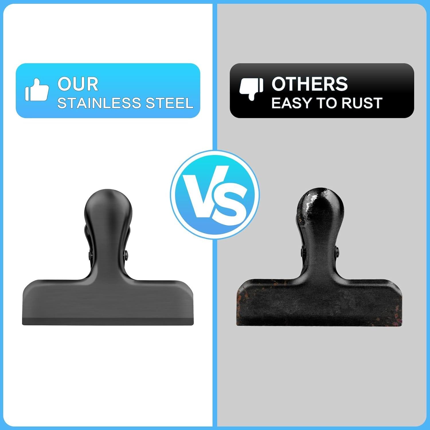 Paquete de 12 Clips de Acero Inoxidable WUDIME 7.6 cm Negro