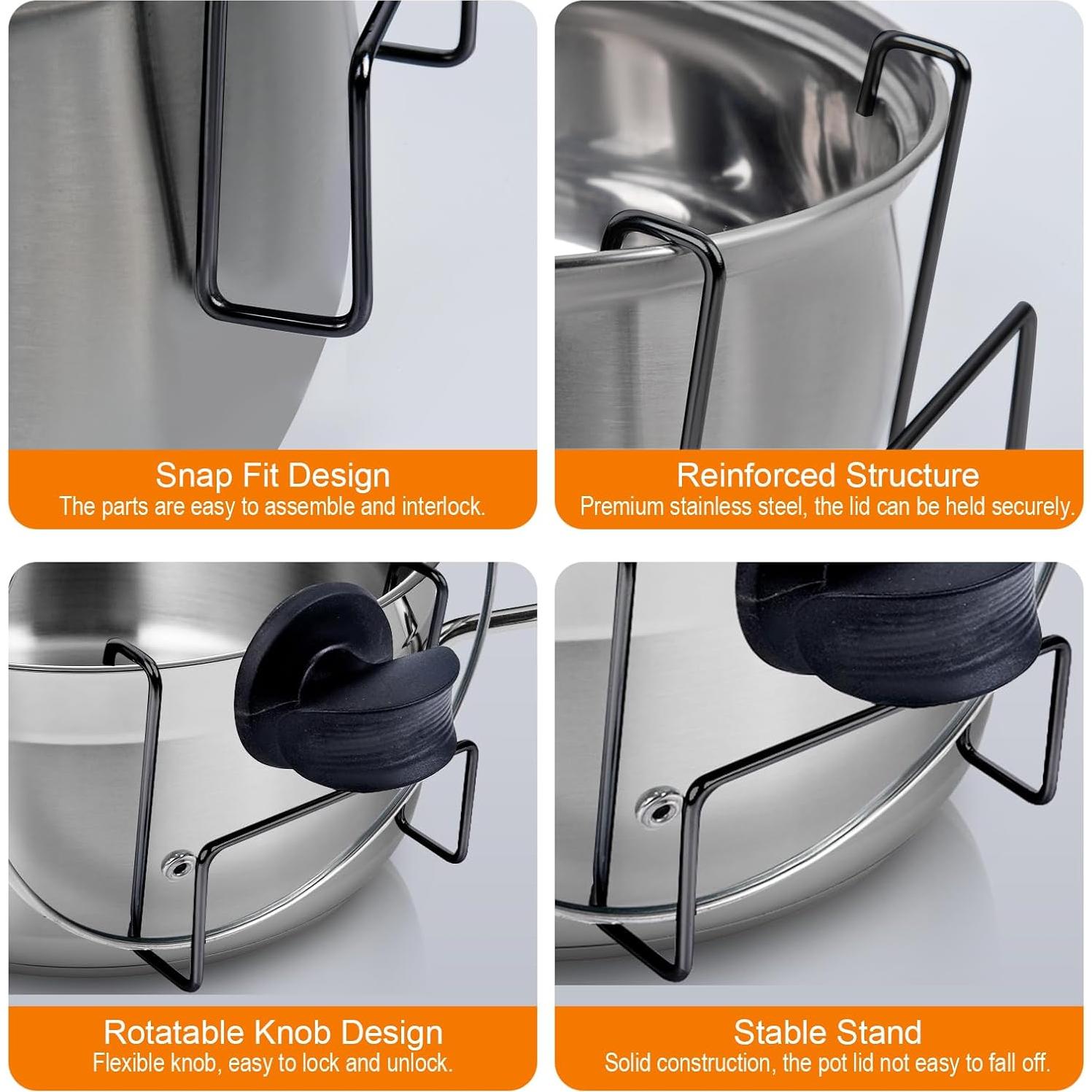 Soporte para tapa de olla de cocción lenta YiePhiot - Acero inoxidable, 2 paquetes