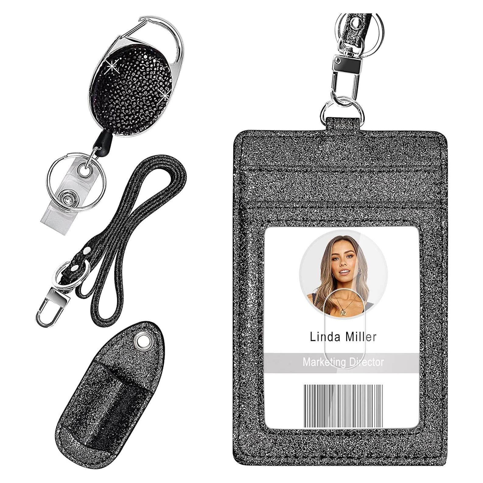 Soporte de Identificación Retráctil Azrra con Brillantes y Clip