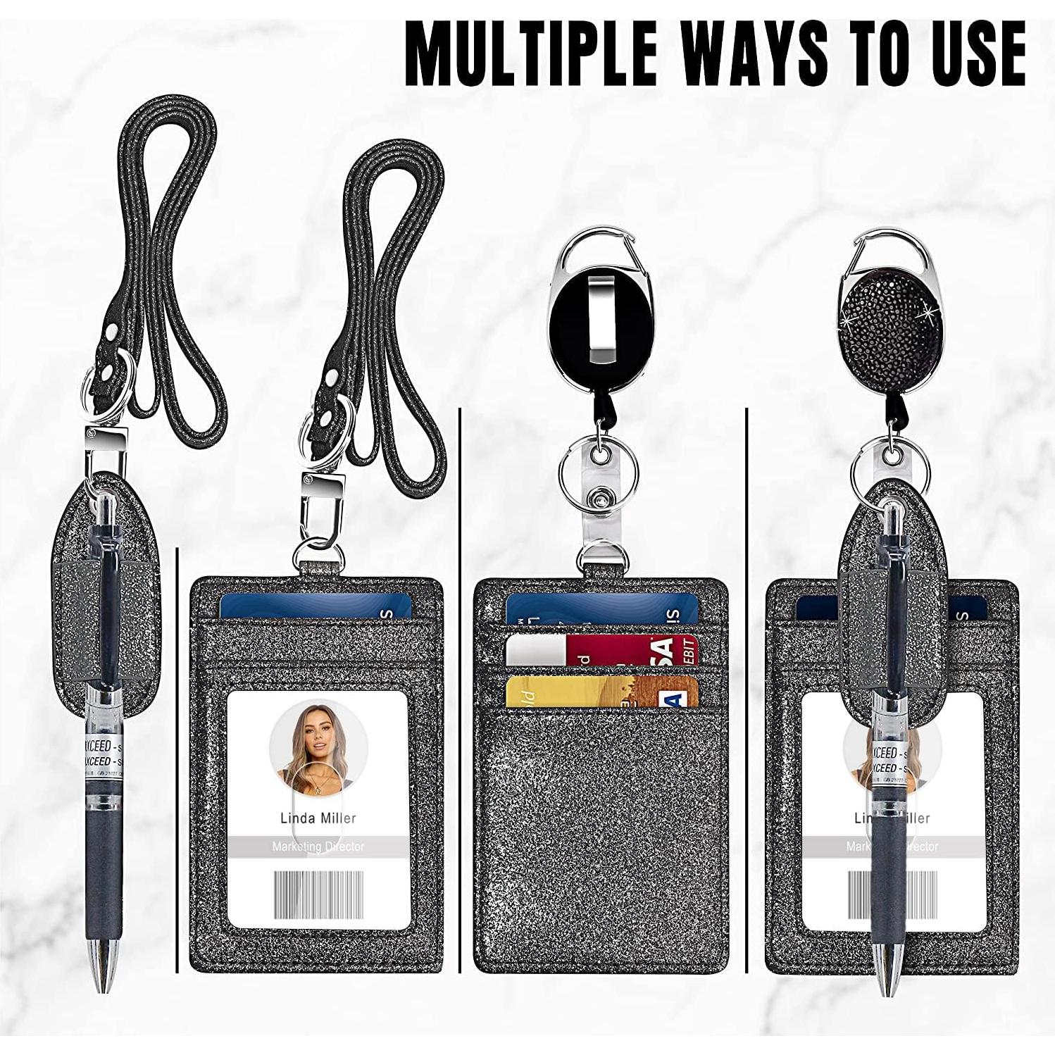 Soporte de Identificación Retráctil Azrra con Brillantes y Clip