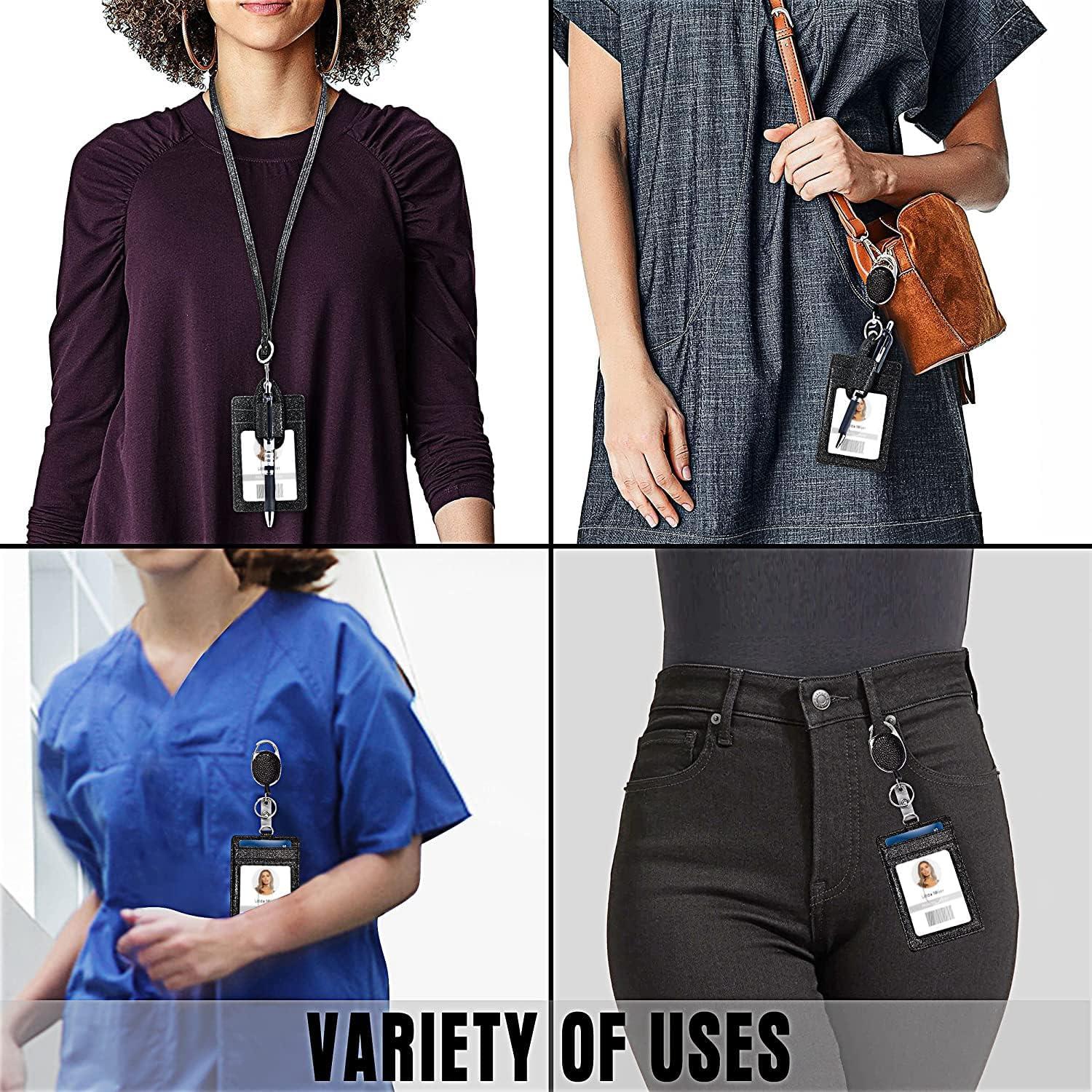 Soporte de Identificación Retráctil Azrra con Brillantes y Clip