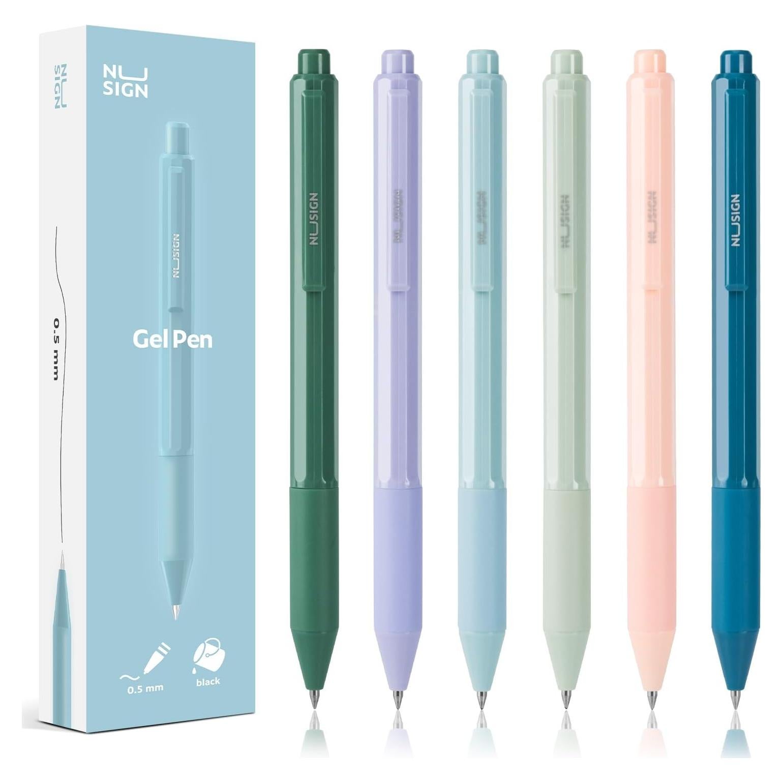 Bolígrafos de Gel NUSIGN 0.5mm Tinta Negra 6 Pcs Escritura Suave