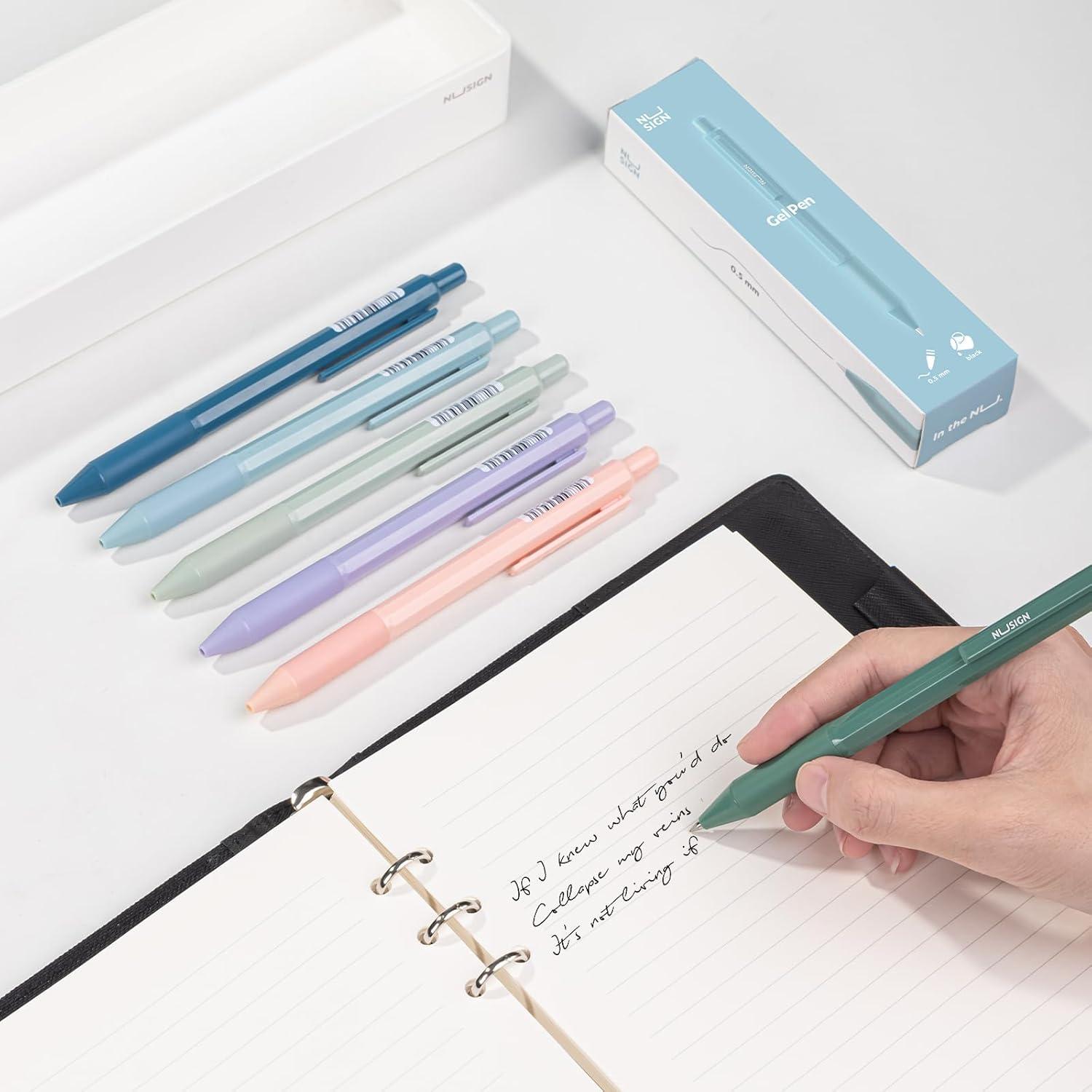 Bolígrafos de Gel NUSIGN 0.5mm Tinta Negra 6 Pcs Escritura Suave