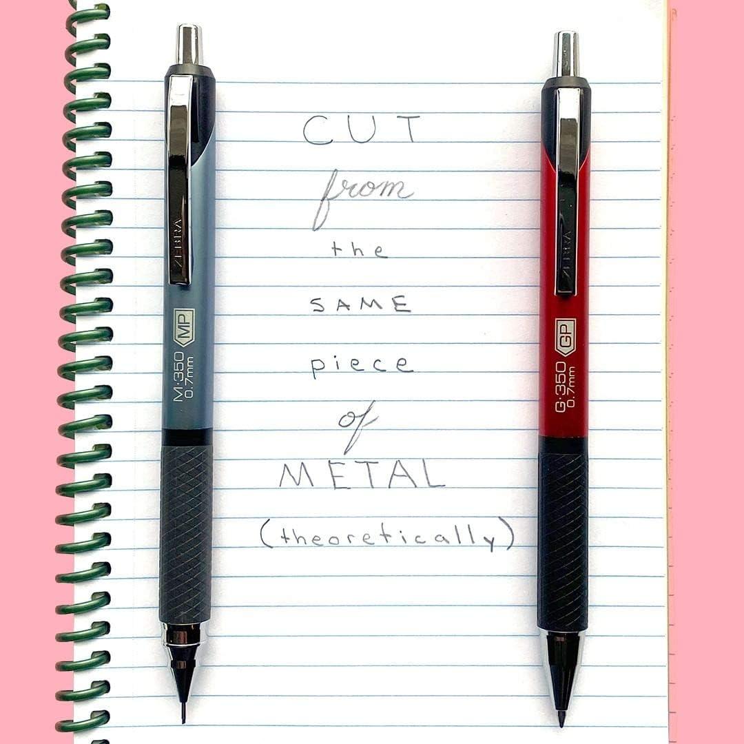 Lápiz Mecánico Zebra Pen M-350, Barril Metal Negro, 0.7mm, Paquete 2