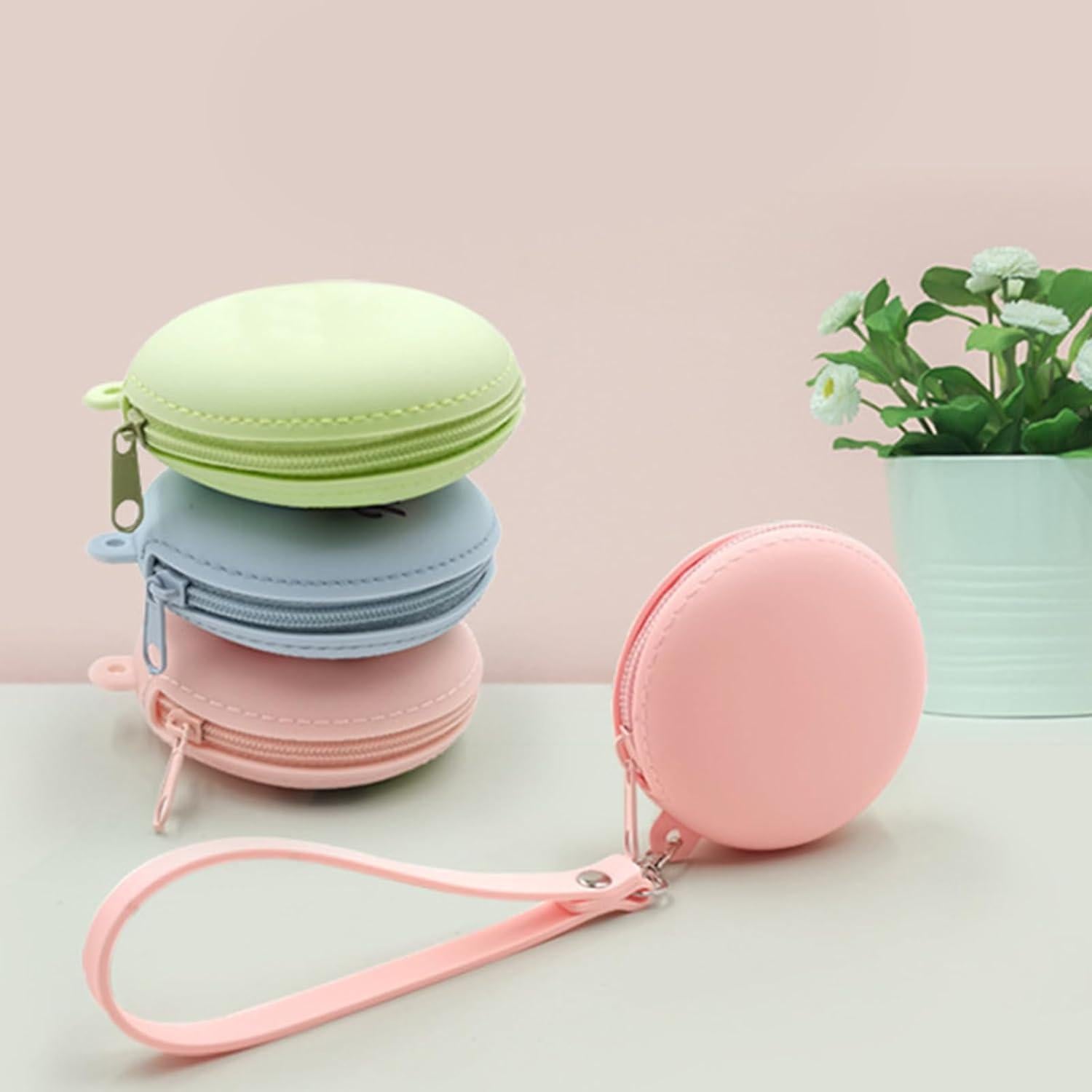 Monedero Redondo de Silicona LUJIYY Rosa para Auriculares