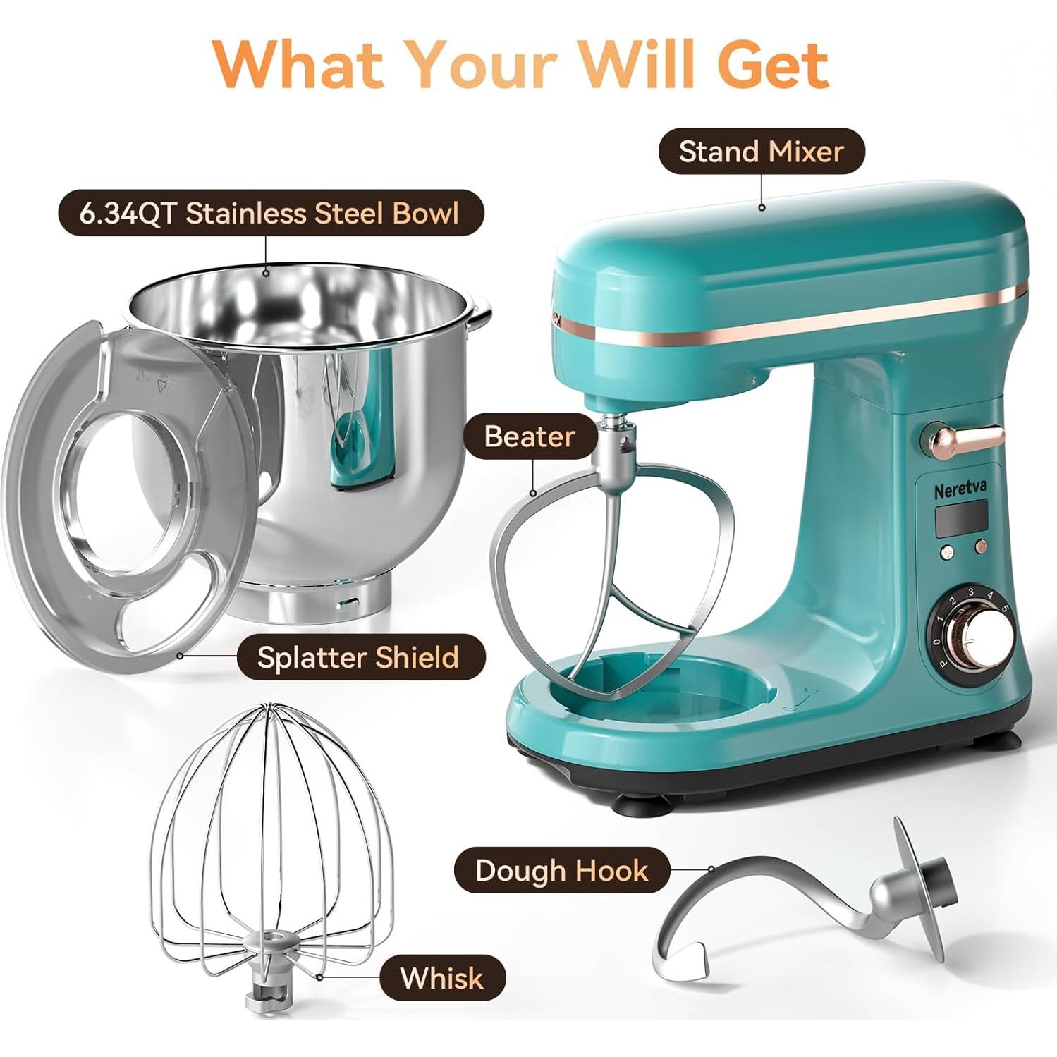 Batidora de Pie Neretva 6.34L 400W con Pantalla LED