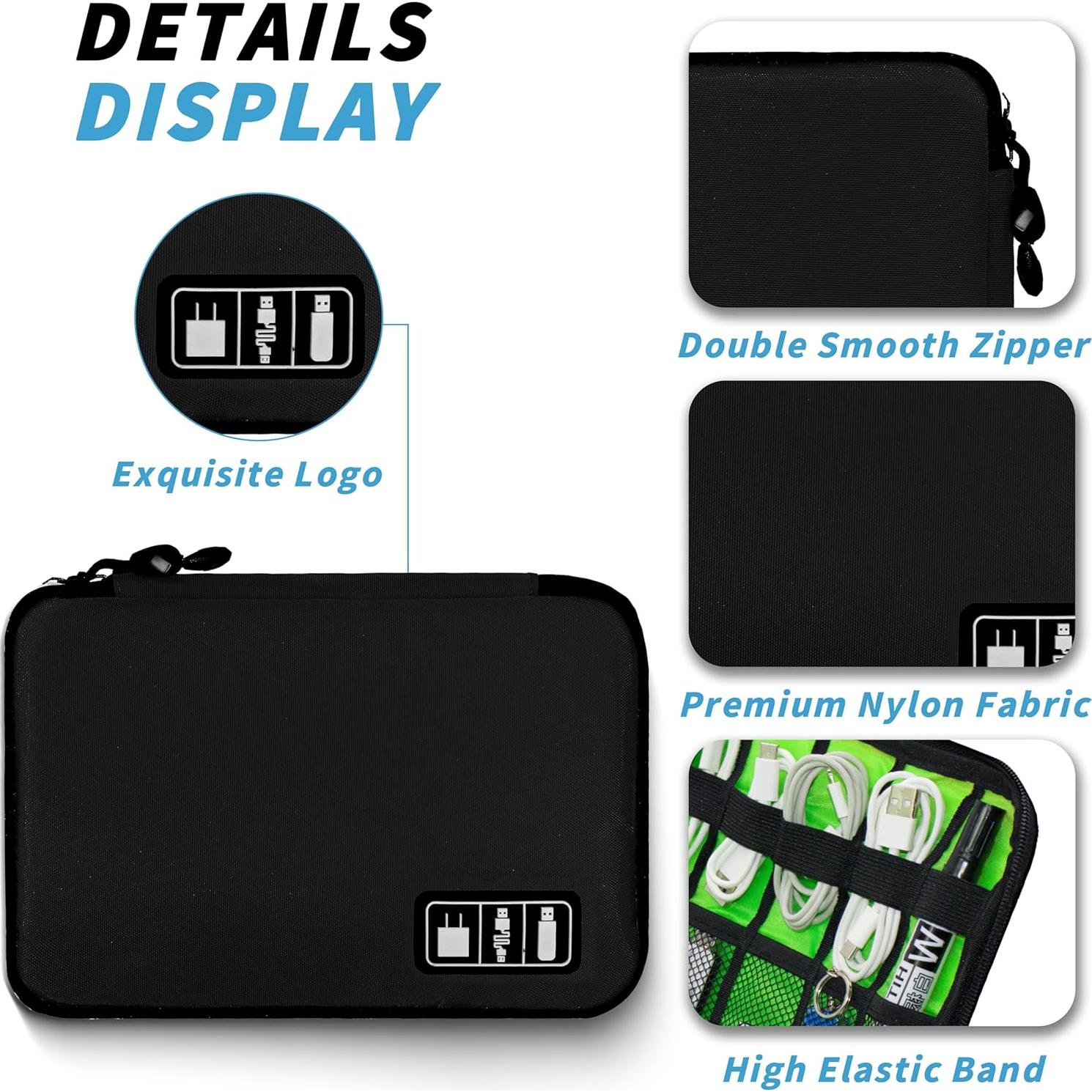 Organizador de Cables Portátil G01 Negro 25x18x2.5 cm