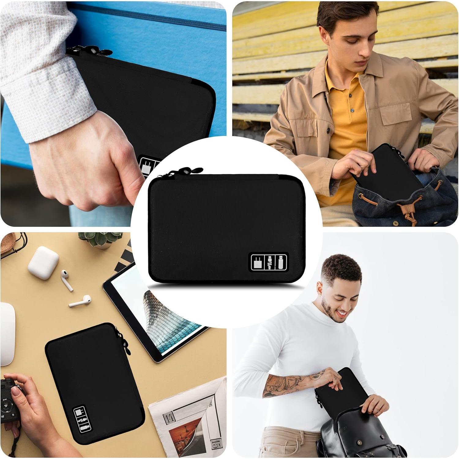 Organizador de Cables Portátil G01 Negro 25x18x2.5 cm