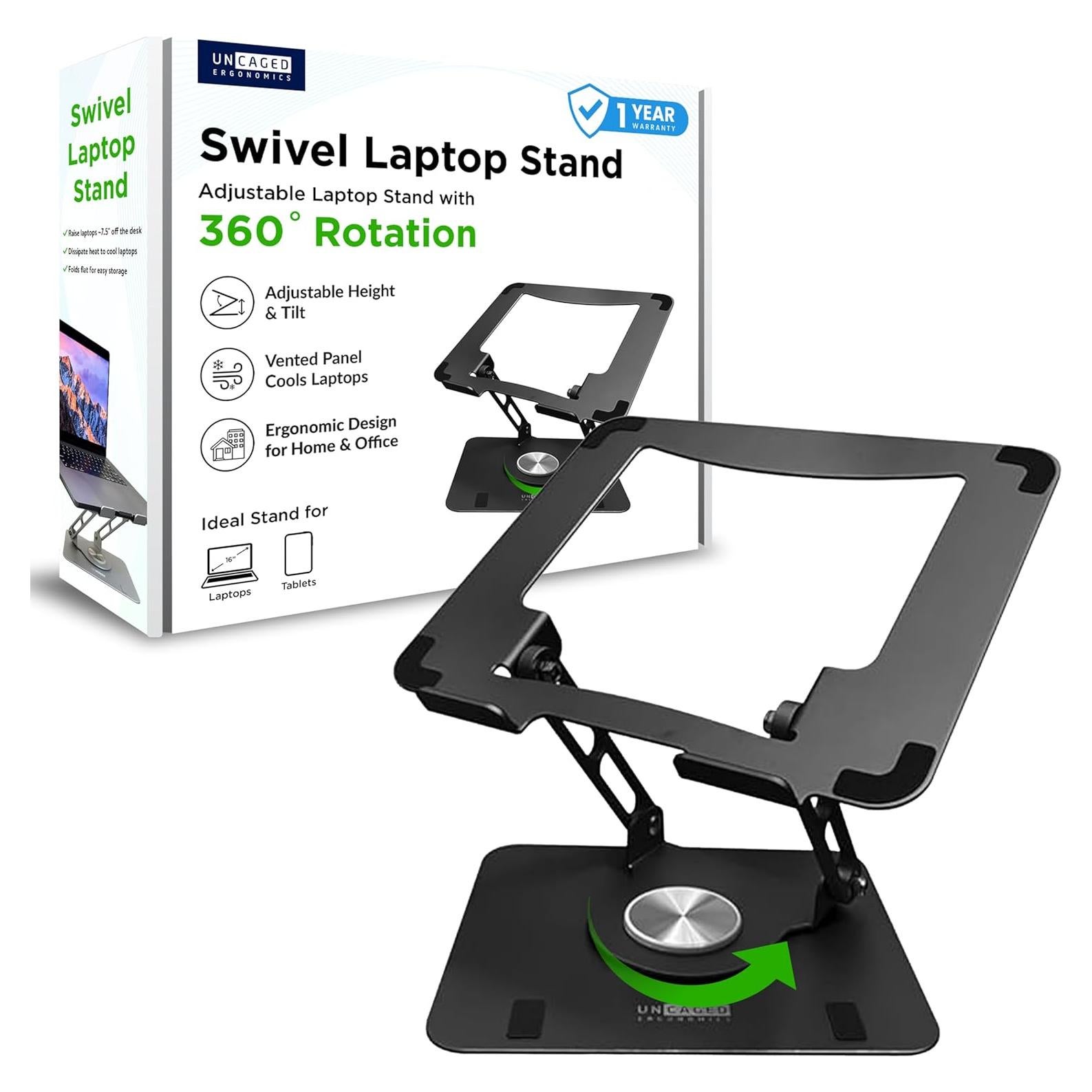 Soporte de Laptop Giratorio Ergonomico Uncaged Negro 360°