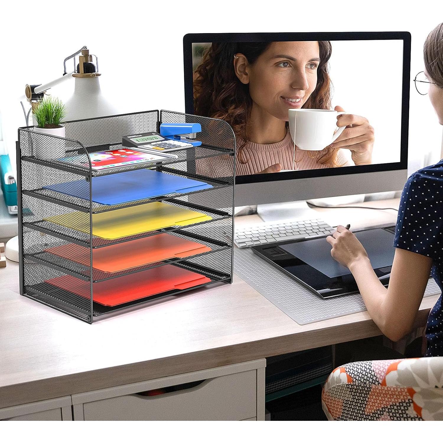 Organizador de Archivos de Malla Vanulee 5 Niveles Negro A4