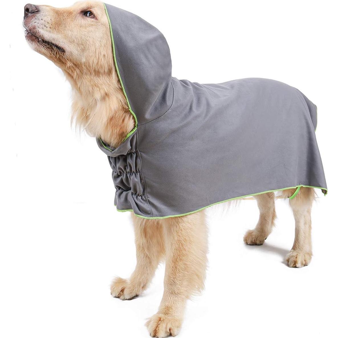 Toalla de baño para perros DogLemi S Gris microfibra absorbente