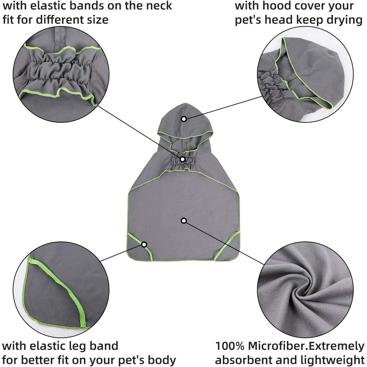 Toalla de baño para perros DogLemi S Gris microfibra absorbente