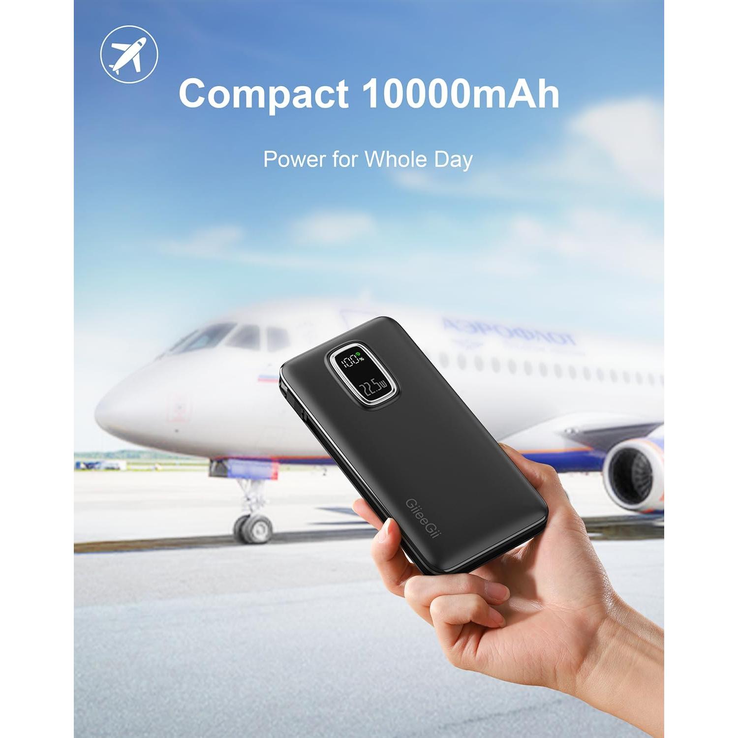 Cargador Portátil GiieeGii 10000mAh 22.5W Carga Rápida USB-C