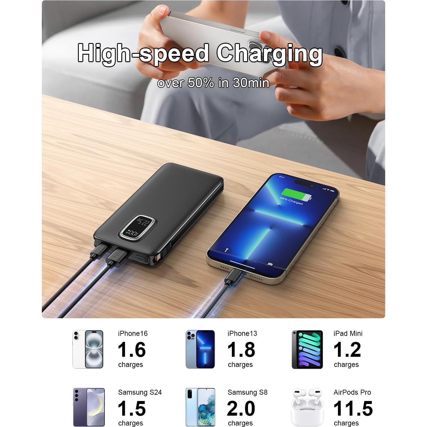 Cargador Portátil GiieeGii 10000mAh 22.5W Carga Rápida USB-C