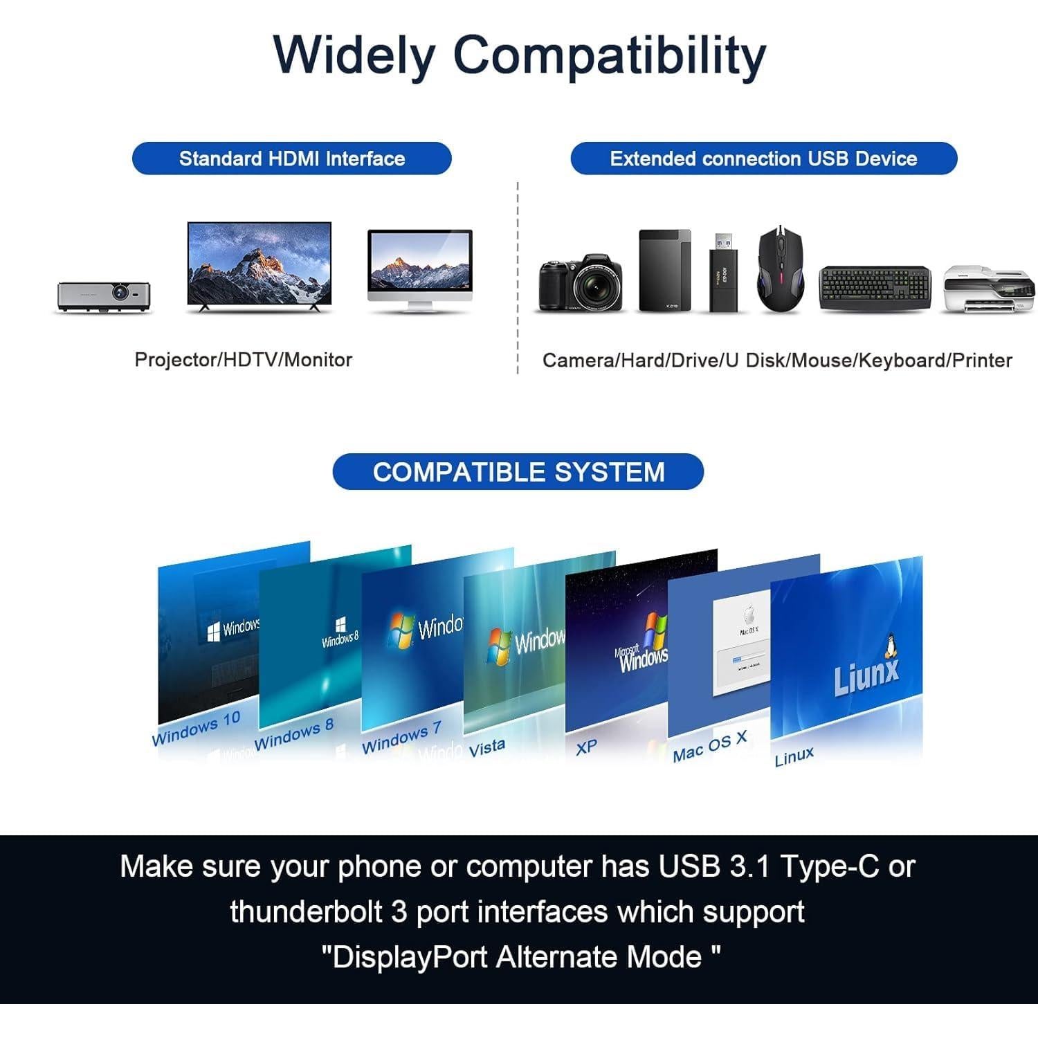 Hub USB C 7 en 1 QGeeM con HDMI 4K, 100W PD, Negro