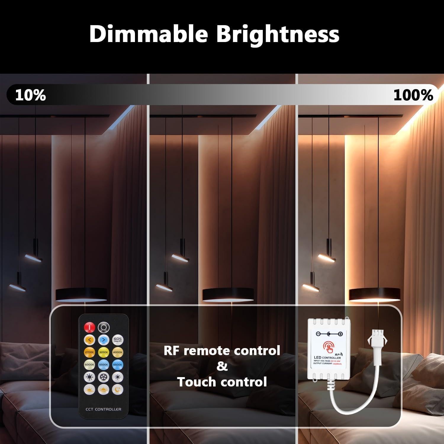 Tira de luces LED COB 5m DAYBETTER 2700K-6500K Regulable