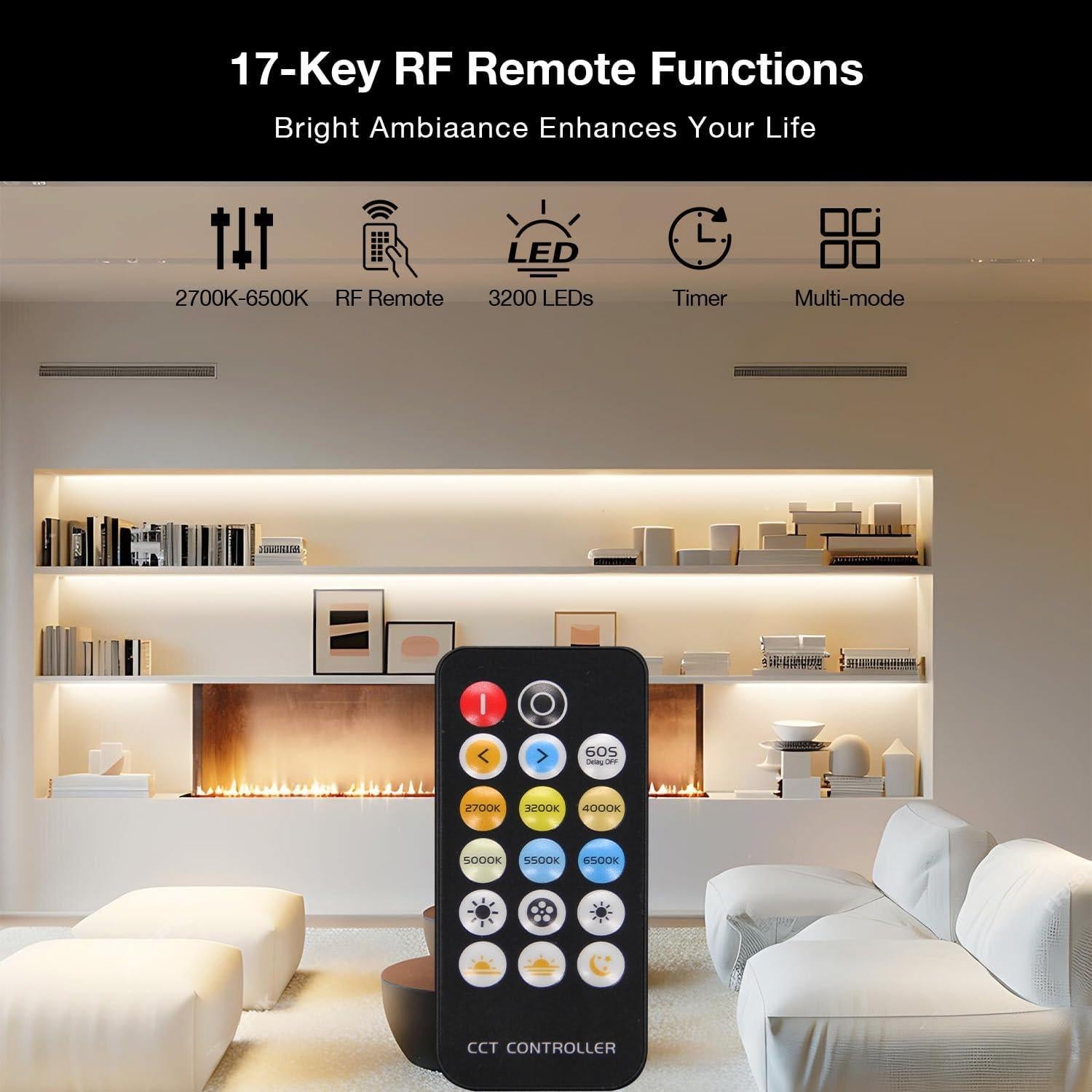 Tira de luces LED COB 5m DAYBETTER 2700K-6500K Regulable