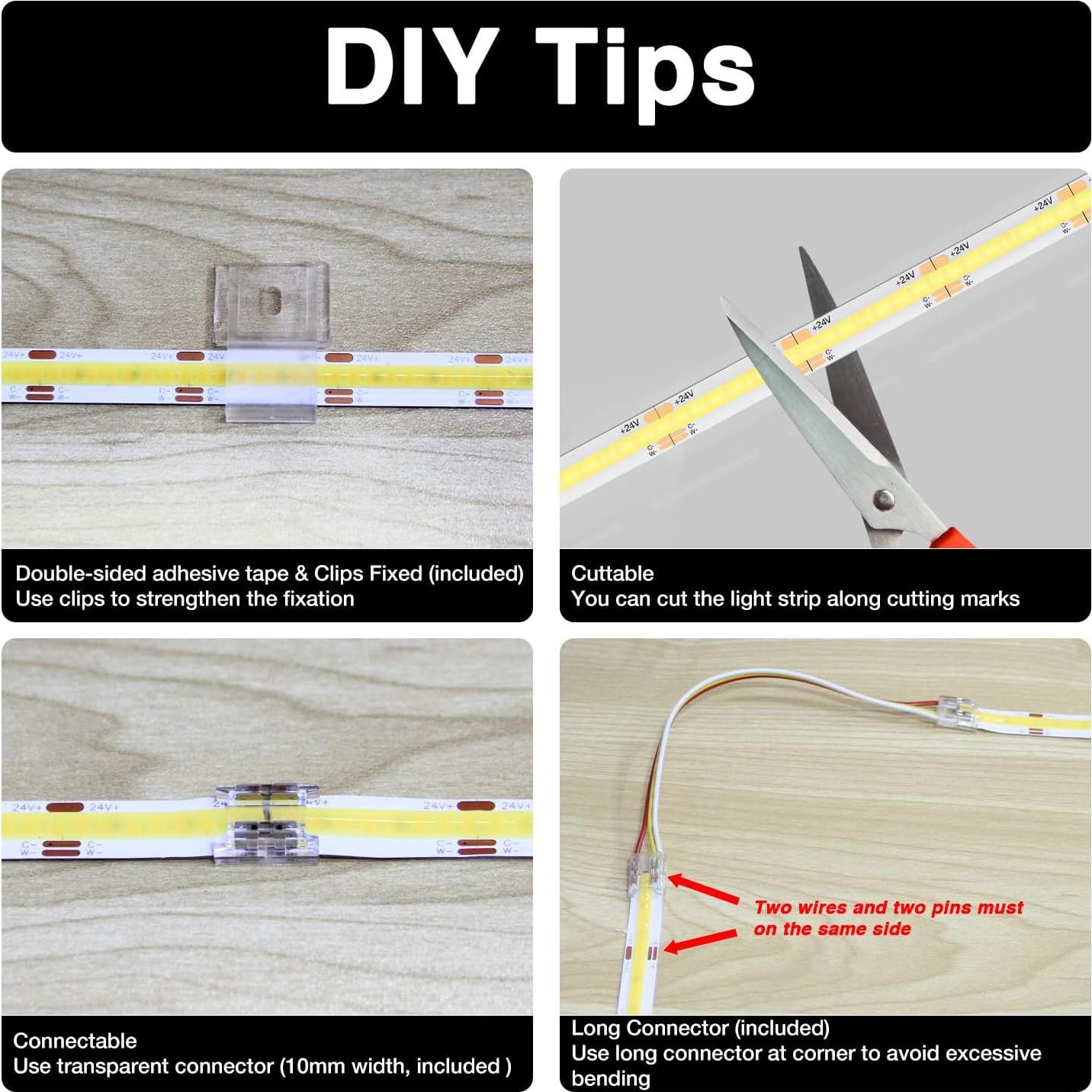 Tira de luces LED COB 5m DAYBETTER 2700K-6500K Regulable