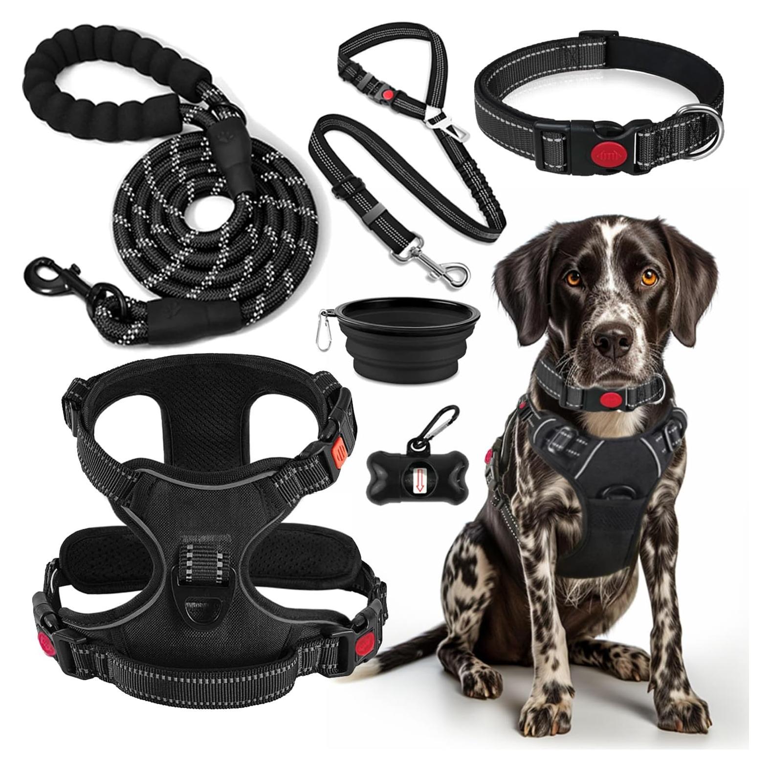 Arnés Sin Tirones Lobeve para Perros Pequeños Negro con Correa