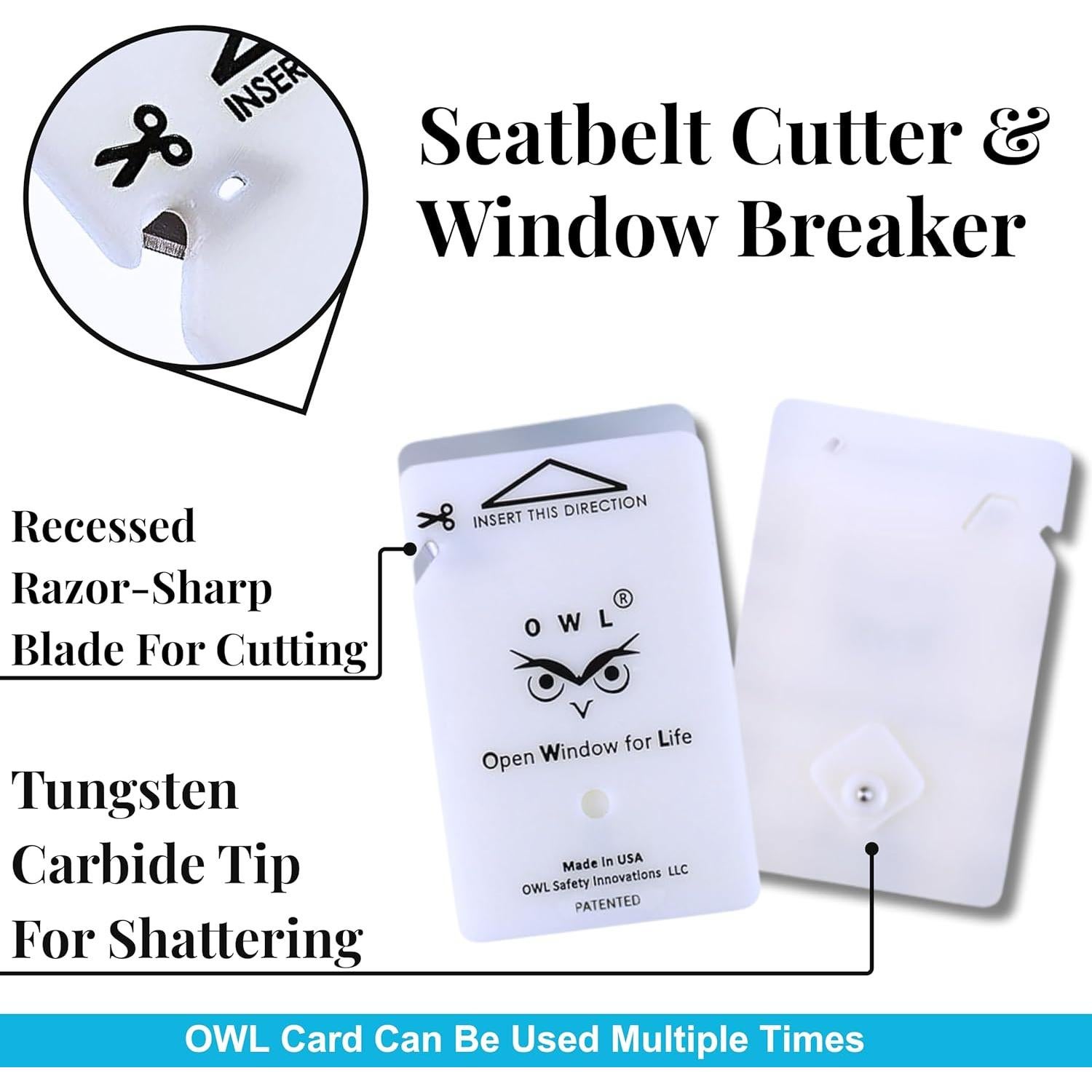 Rompe Cristales y Cortador de Cinturón OWL - Paquete de 4 Negro