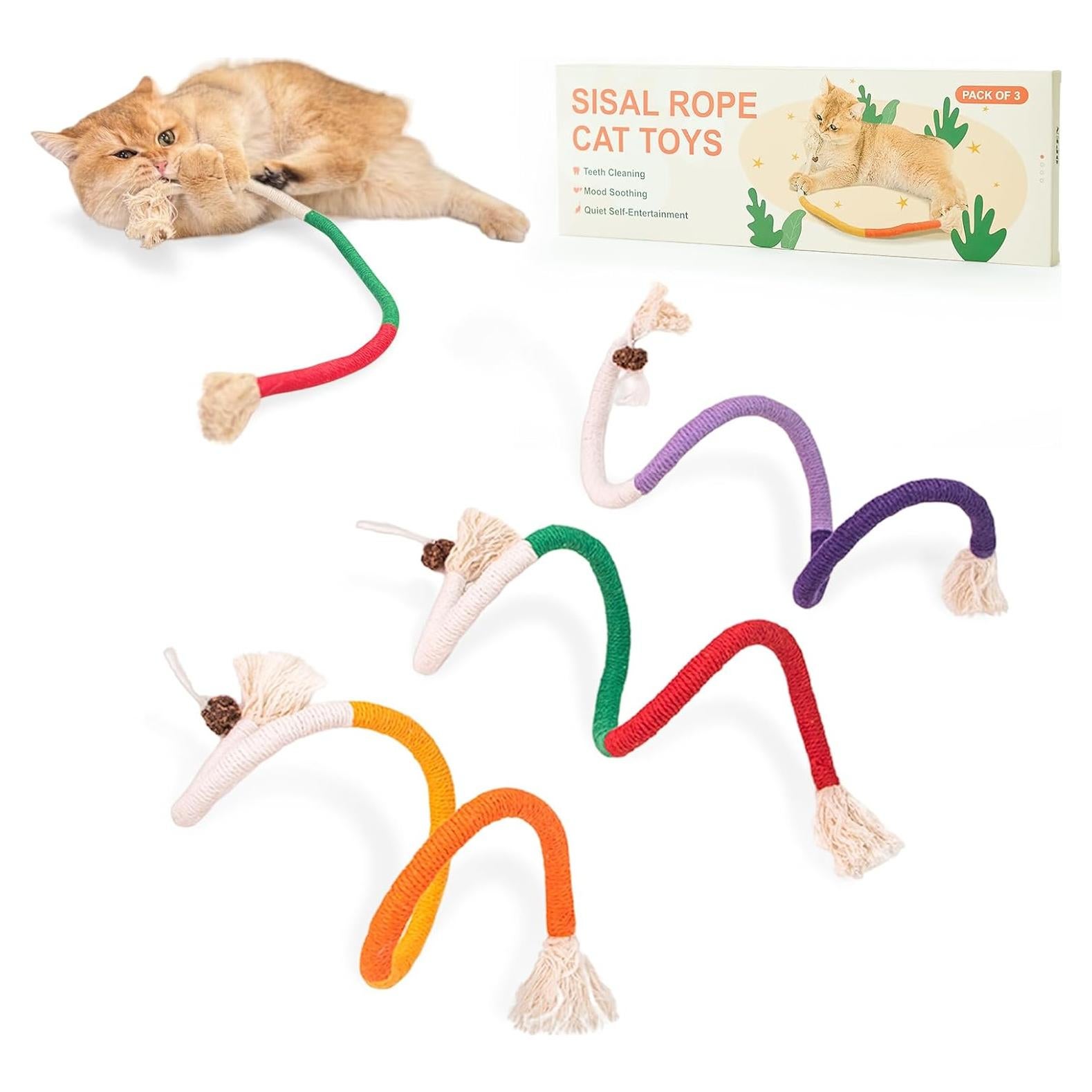 Juguetes para Gatos Gochanmon - Cuerdas de Catnip 3 Piezas 68.58 cm