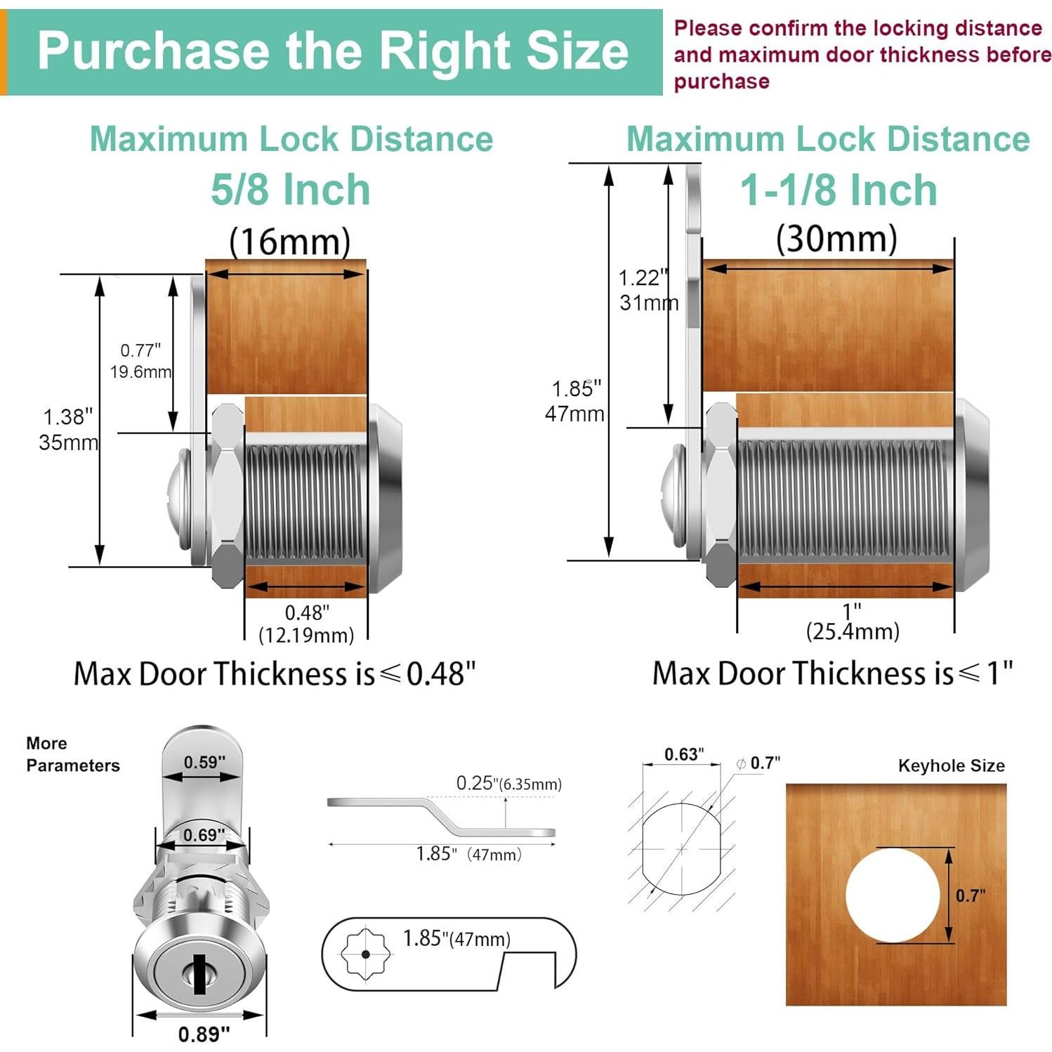 Cerraduras de Gabinete inBovoga 2 Pcs 30 mm con Llave Igual