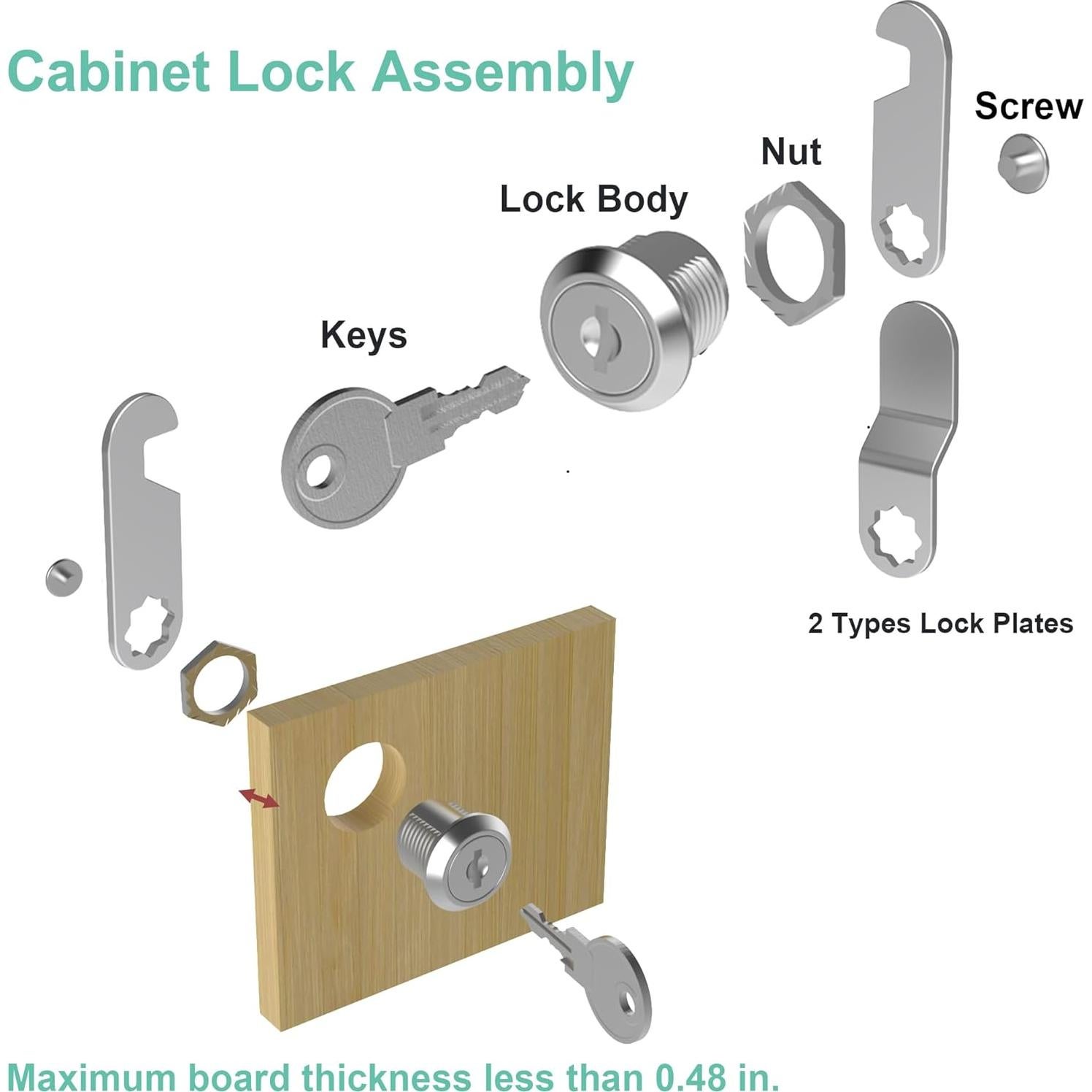 Cerraduras de Gabinete inBovoga 2 Pcs 30 mm con Llave Igual