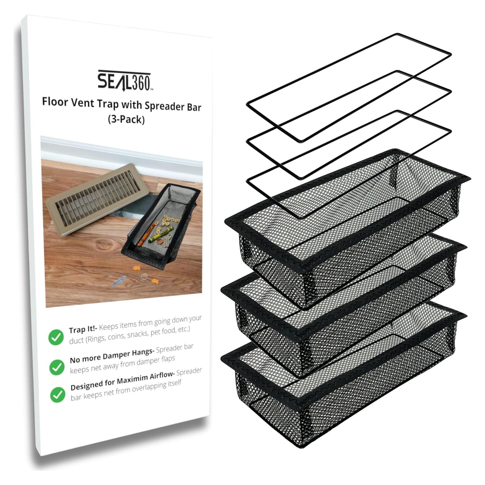 SEAL360 Malla de Ventilación de Piso 2x10" Negra - Paquete de 3