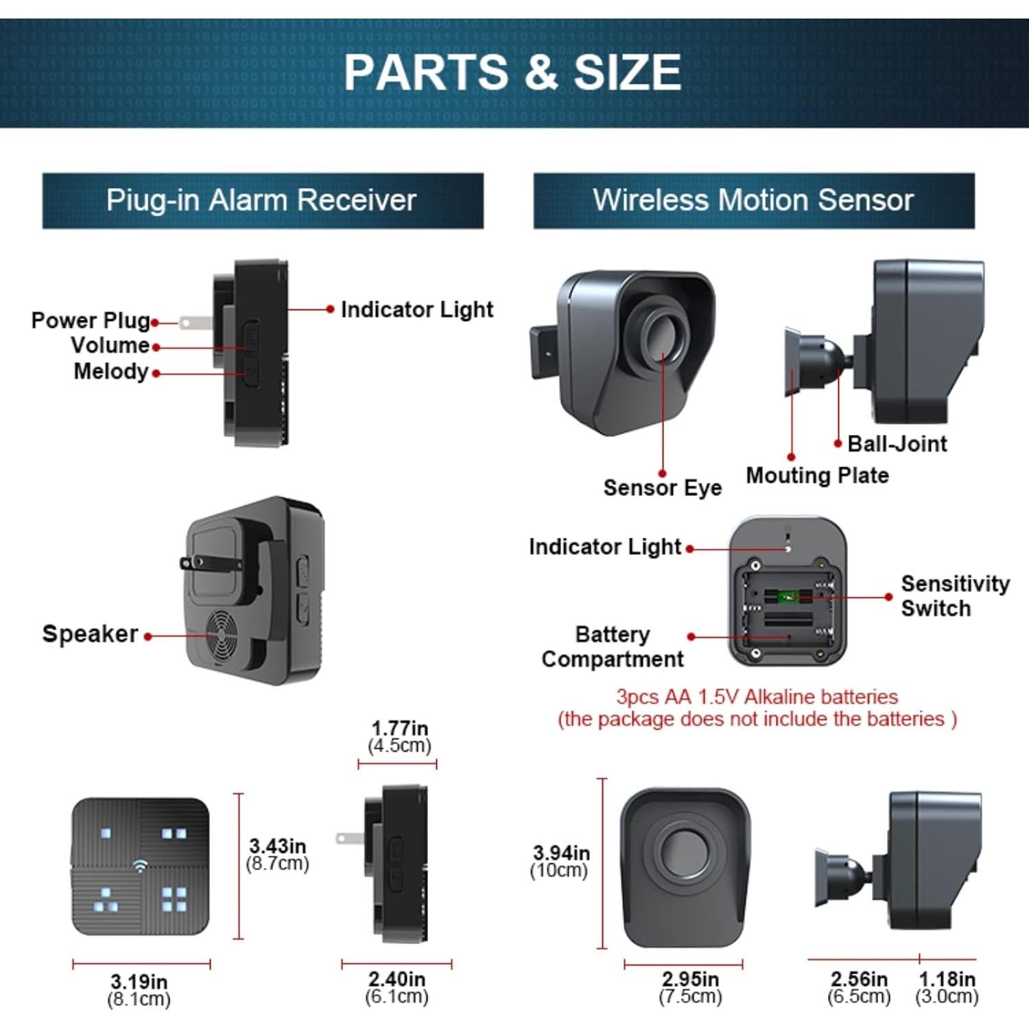 Alarma Inalámbrica DSALERTS con Sensor de Movimiento 15m