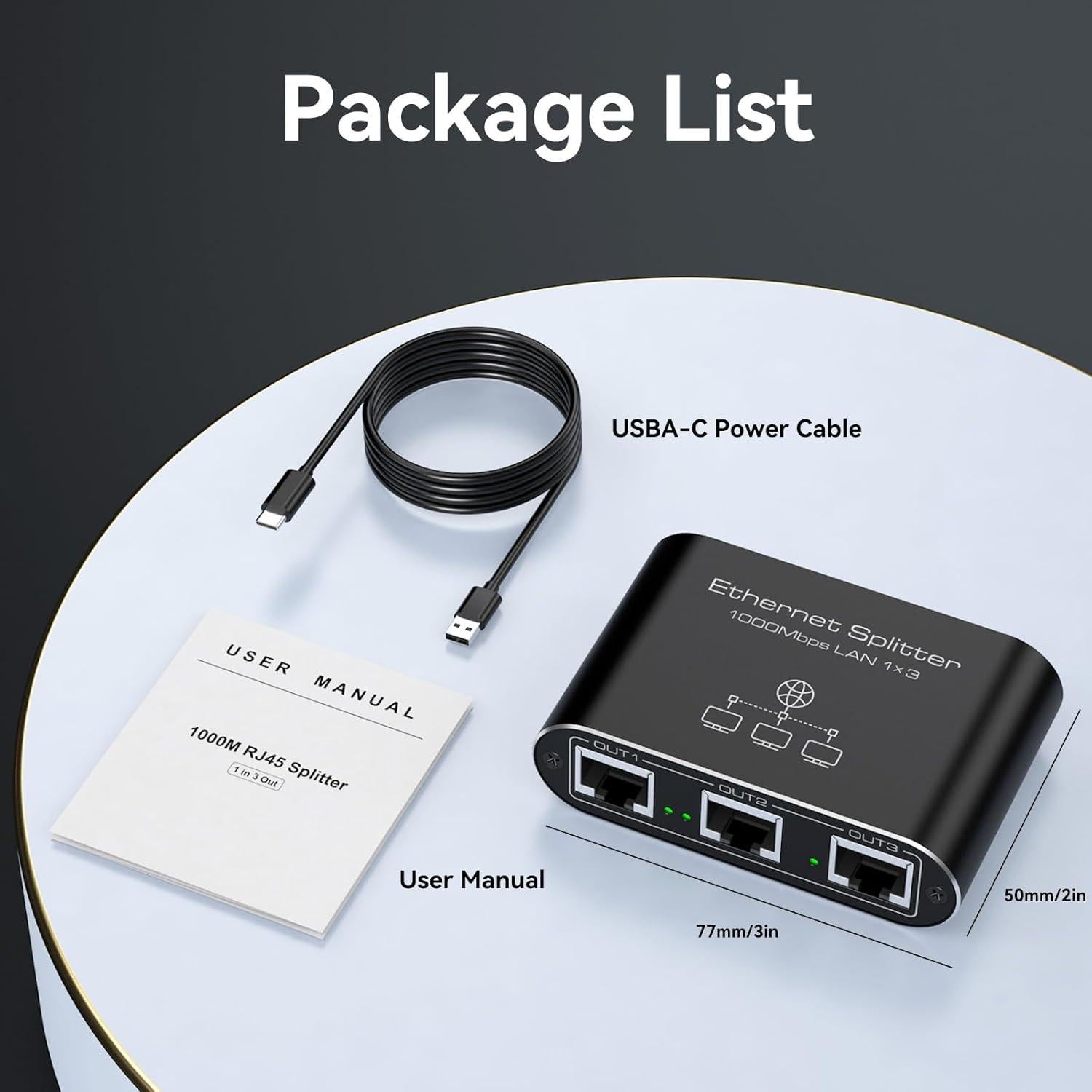 Divisor Ethernet 1 a 3 PVBCTCSID 1000Mbps Plug and Play