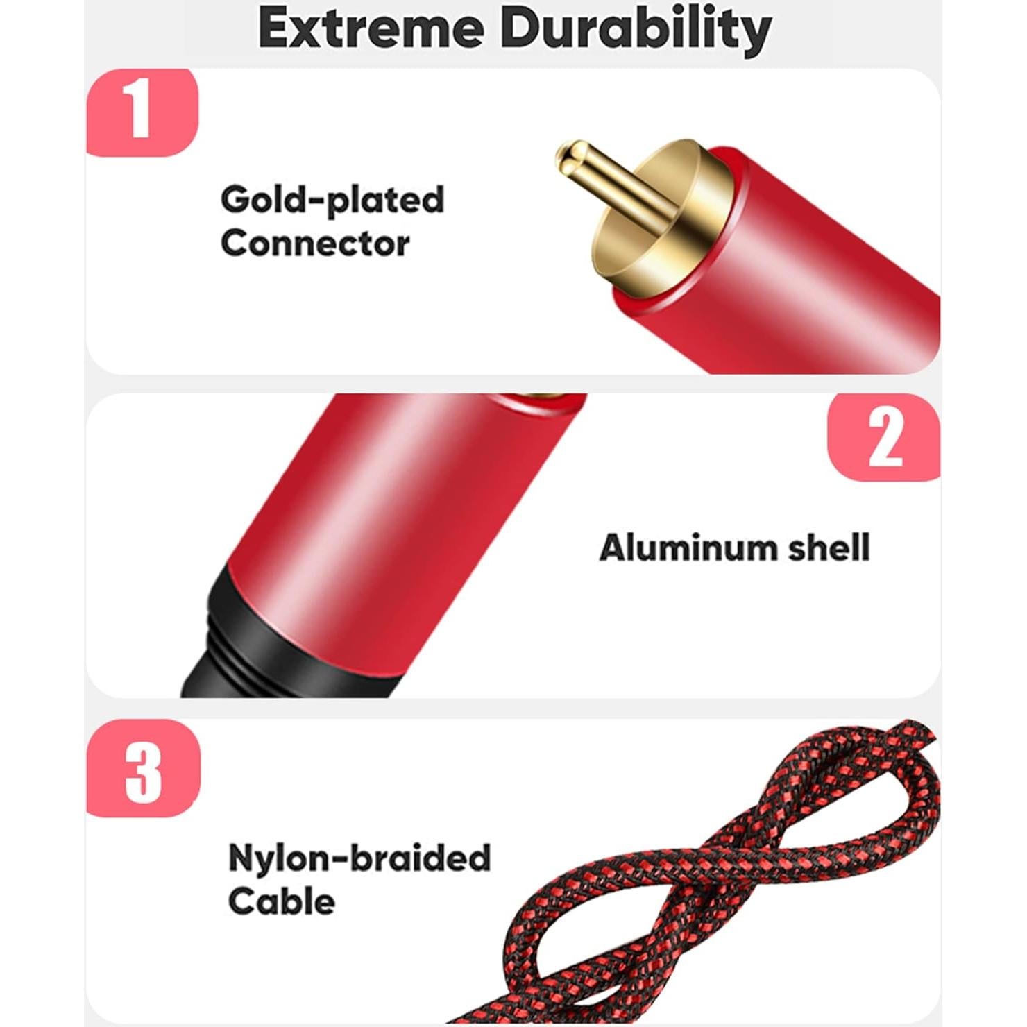 Cable de Audio Coaxial Digital Tiierzon 0.91m RCA Macho a Macho