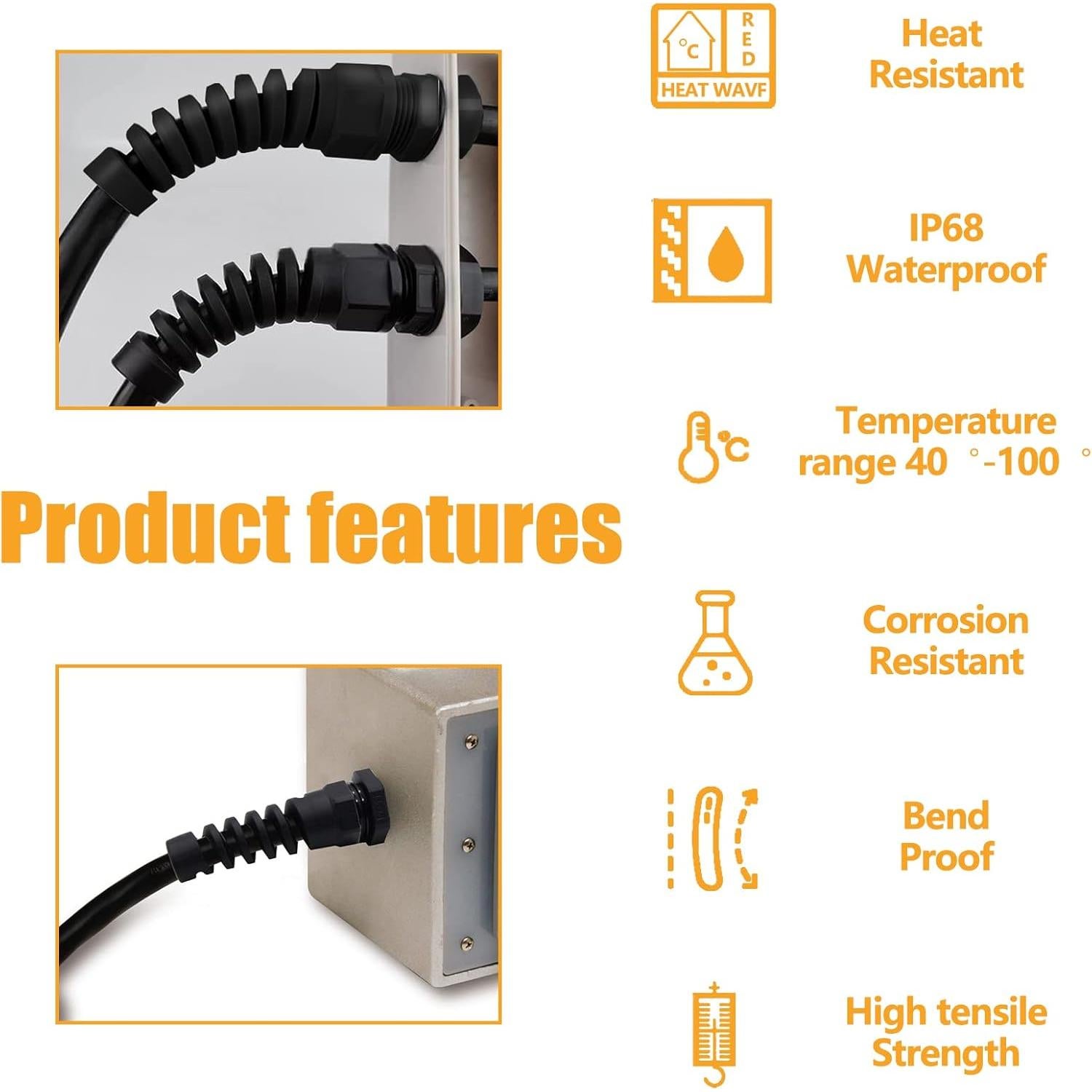 2 Pcs Cable Gland M16 Rierdge Impermeable IP68 Nylon 6-10mm