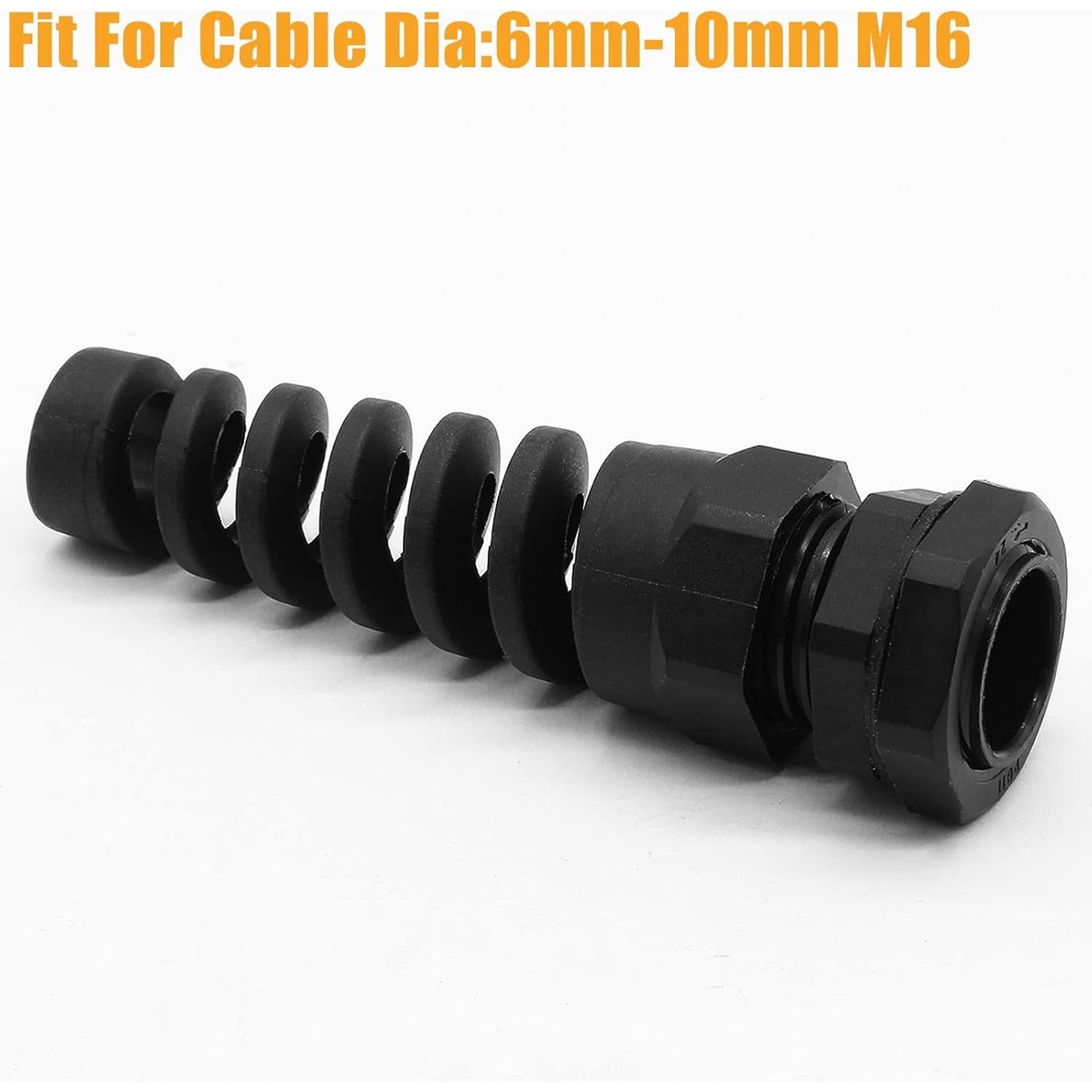 2 Pcs Cable Gland M16 Rierdge Impermeable IP68 Nylon 6-10mm
