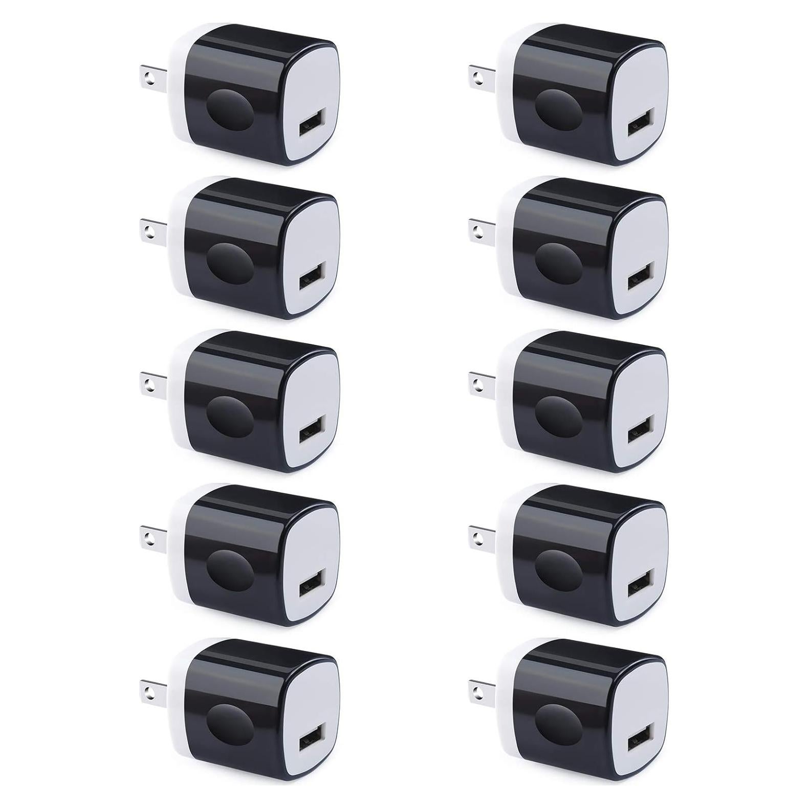 Cargador de Pared USB UorMe 10 Pack 1A 5V Negro
