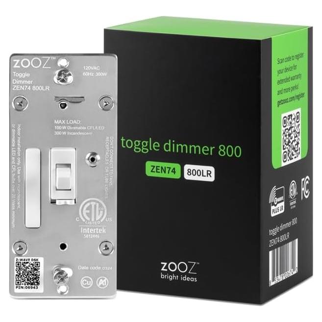 Regulador Z-Wave Zooz ZEN74 800LR Blanco 3-Way Dimmer