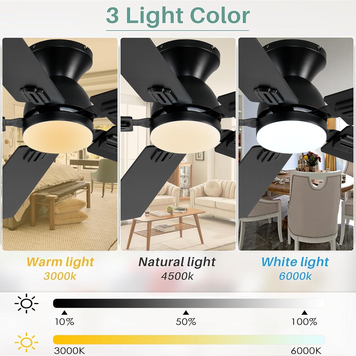 Ventilador de Techo KNUN SY31 Negro 132 cm con Luces LED y Control Remoto