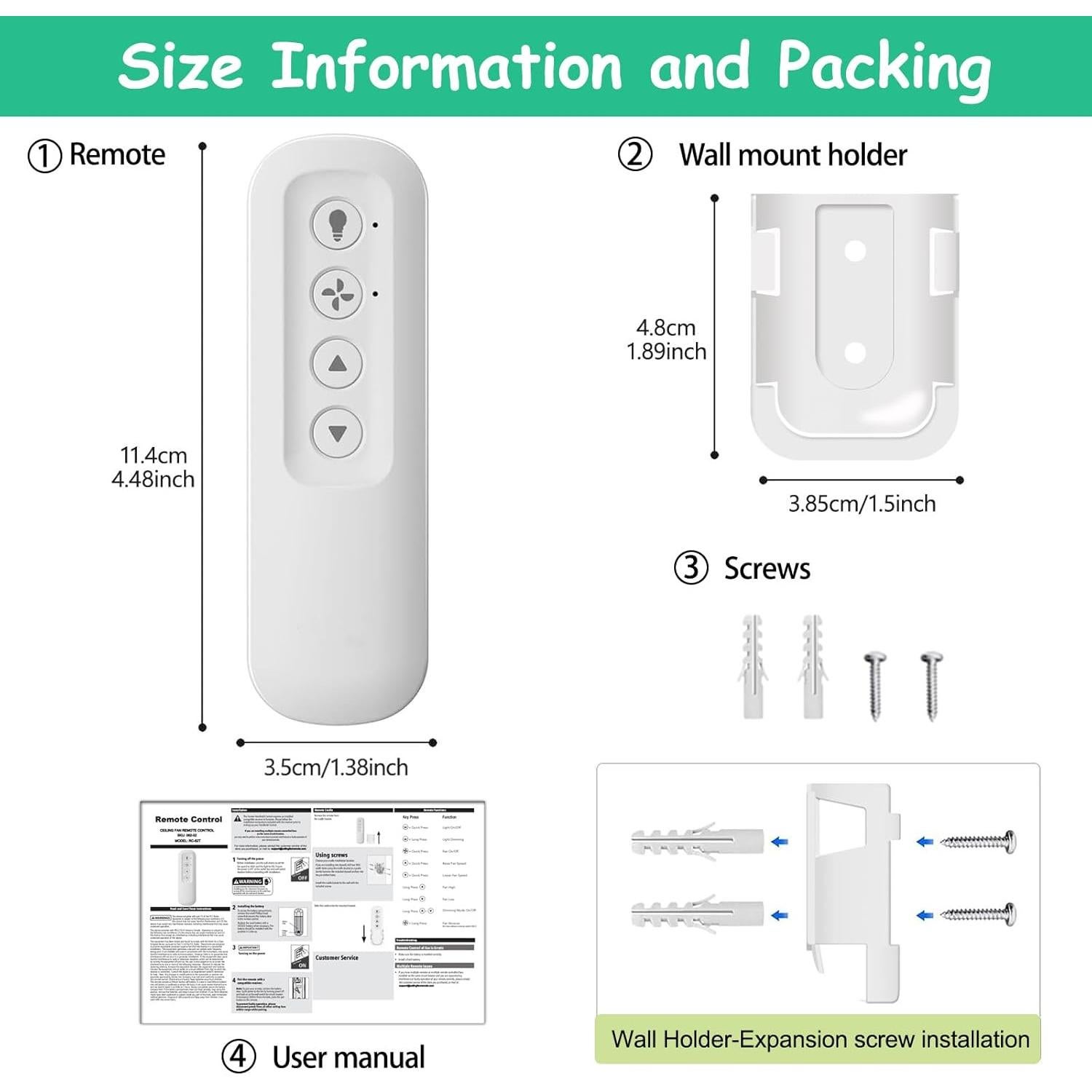 Control Remoto Hunter 99770 para Ventilador de Techo 3 Velocidades