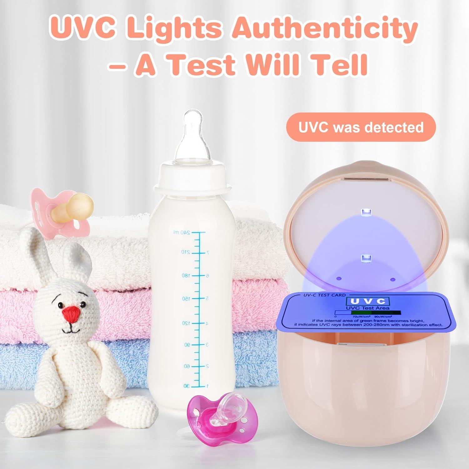 Desinfectante Portátil de Chupetes Qualirey Rosa, Luz UV 99.99% en 3 Min